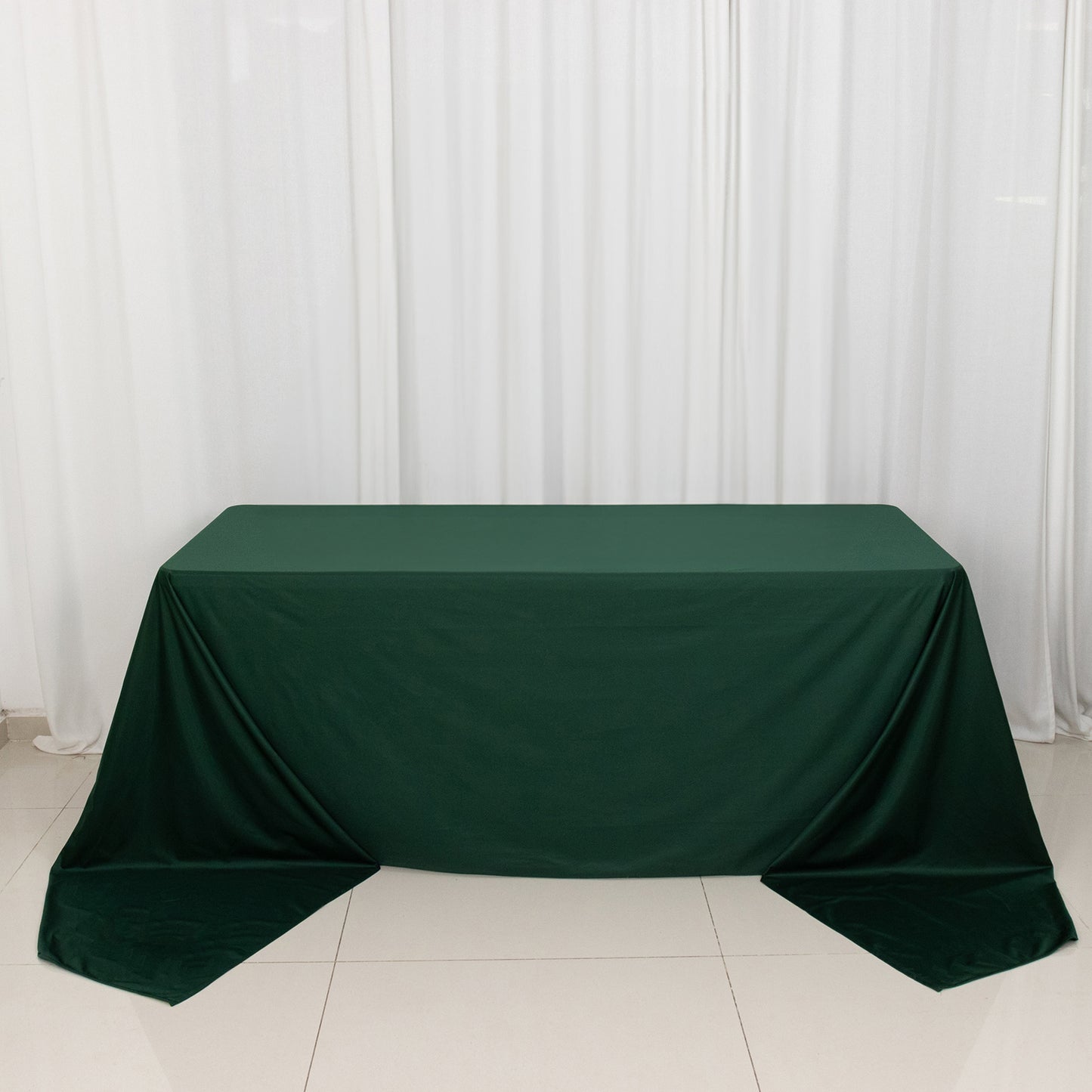 90"x156" Hunter Emerald Green Premium Scuba Wrinkle Free Rectangular Tablecloth, Seamless Scuba Polyester Tablecloth