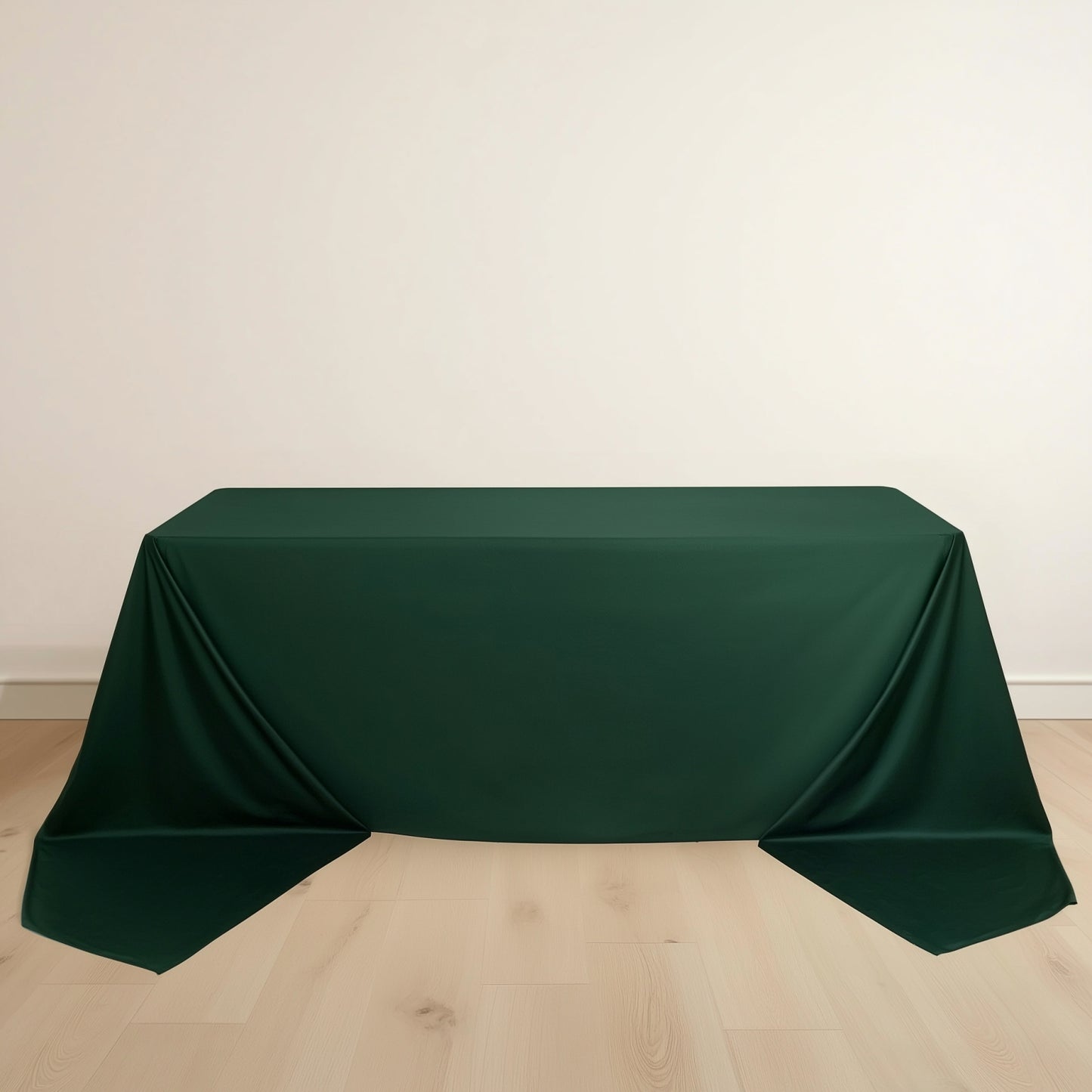 90"x156" Hunter Emerald Green Scuba Wrinkle Free Rectangular Tablecloth, Seamless Scuba Polyester Tablecloth