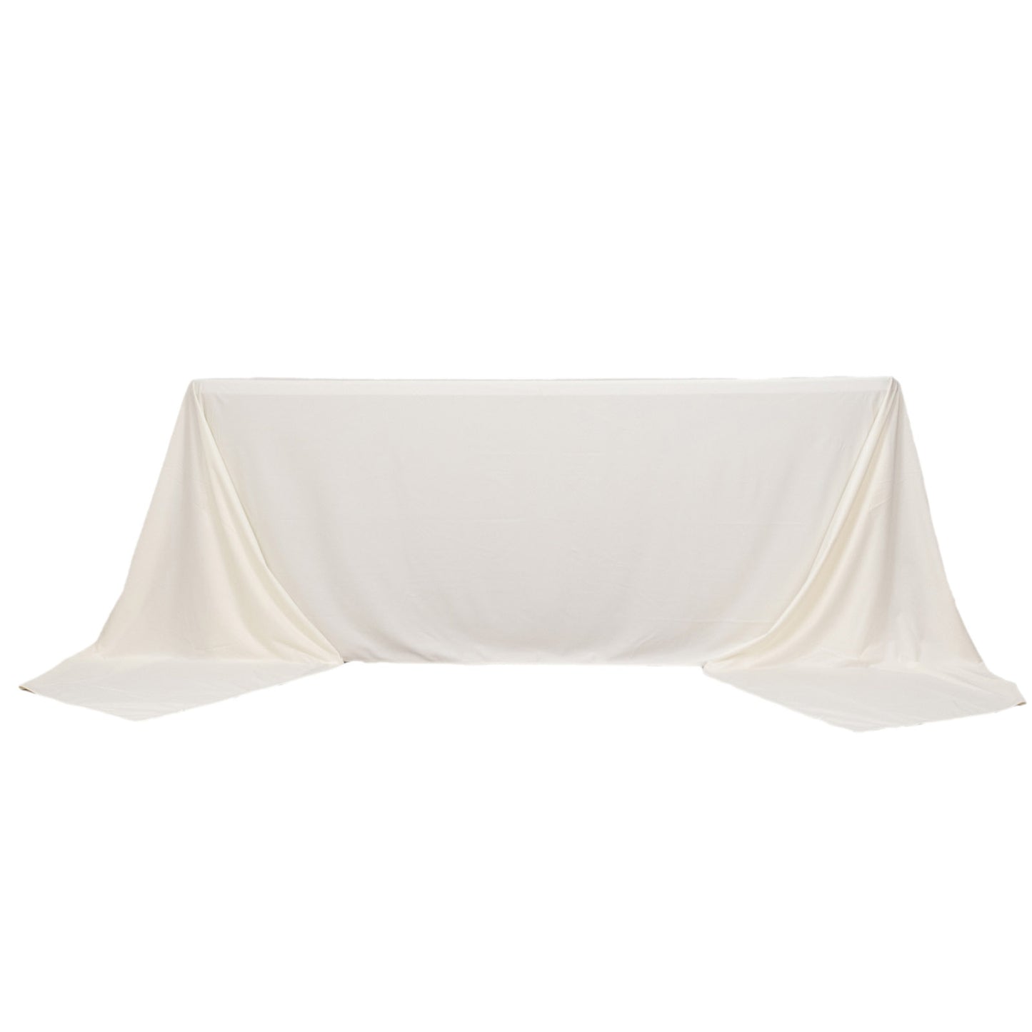 90"x156" Ivory Premium Scuba Wrinkle Free Rectangular Tablecloth, Seamless Scuba Polyester Tablecloth