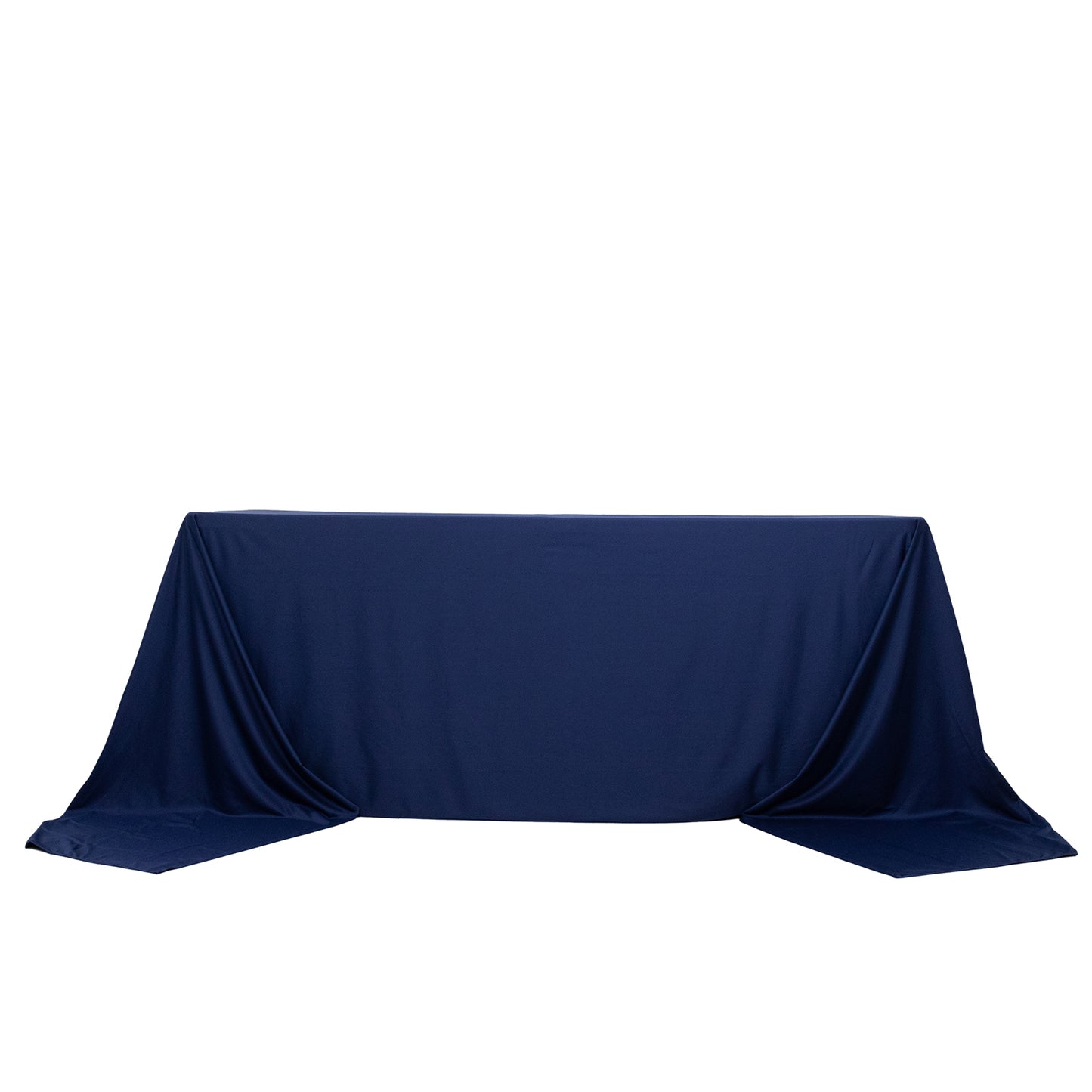 90"x156" Navy Blue Premium Scuba Wrinkle Free Rectangular Tablecloth, Seamless Scuba Polyester Tablecloth