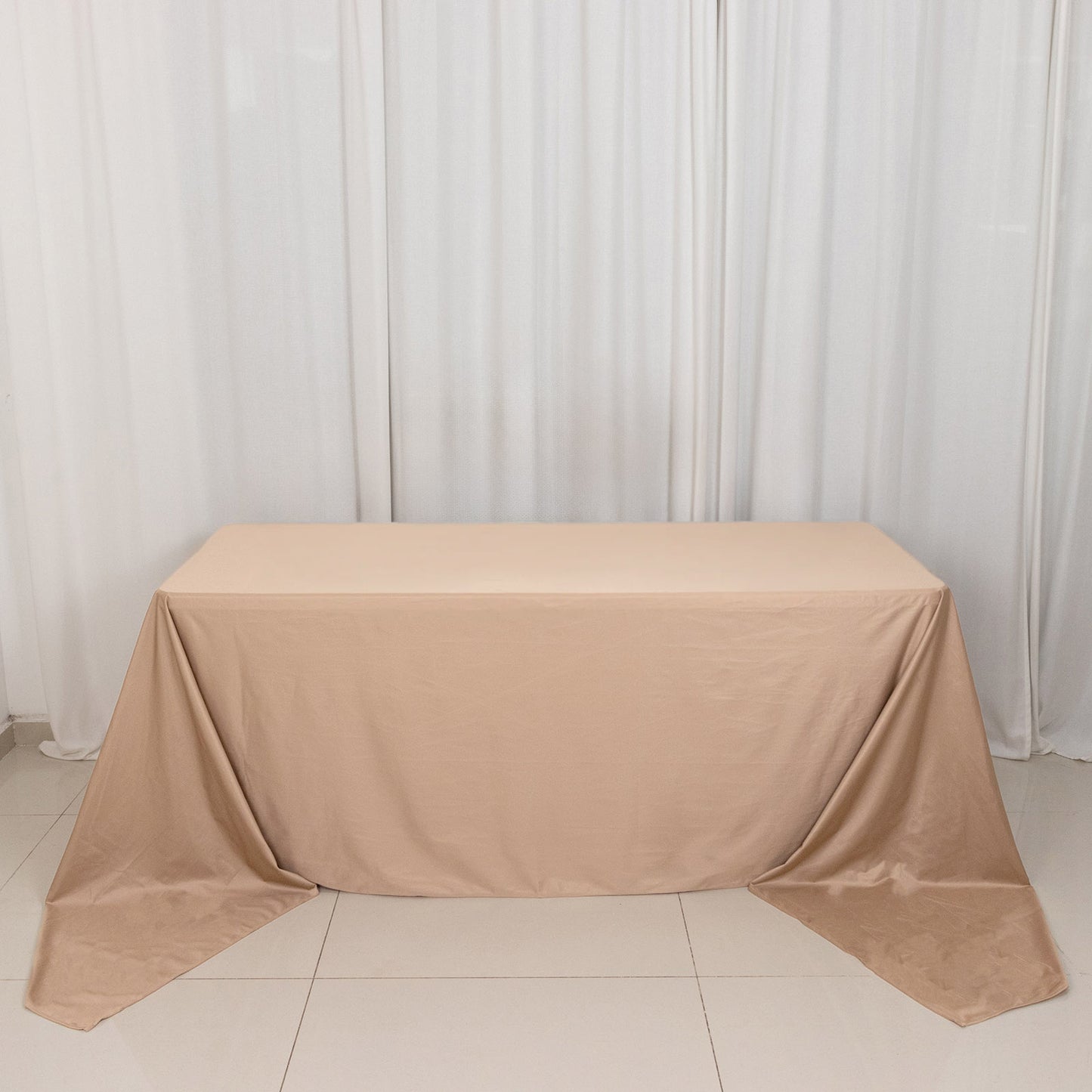 90"x156" Nude Premium Scuba Wrinkle Free Rectangular Tablecloth, Seamless Scuba Polyester Tablecloth