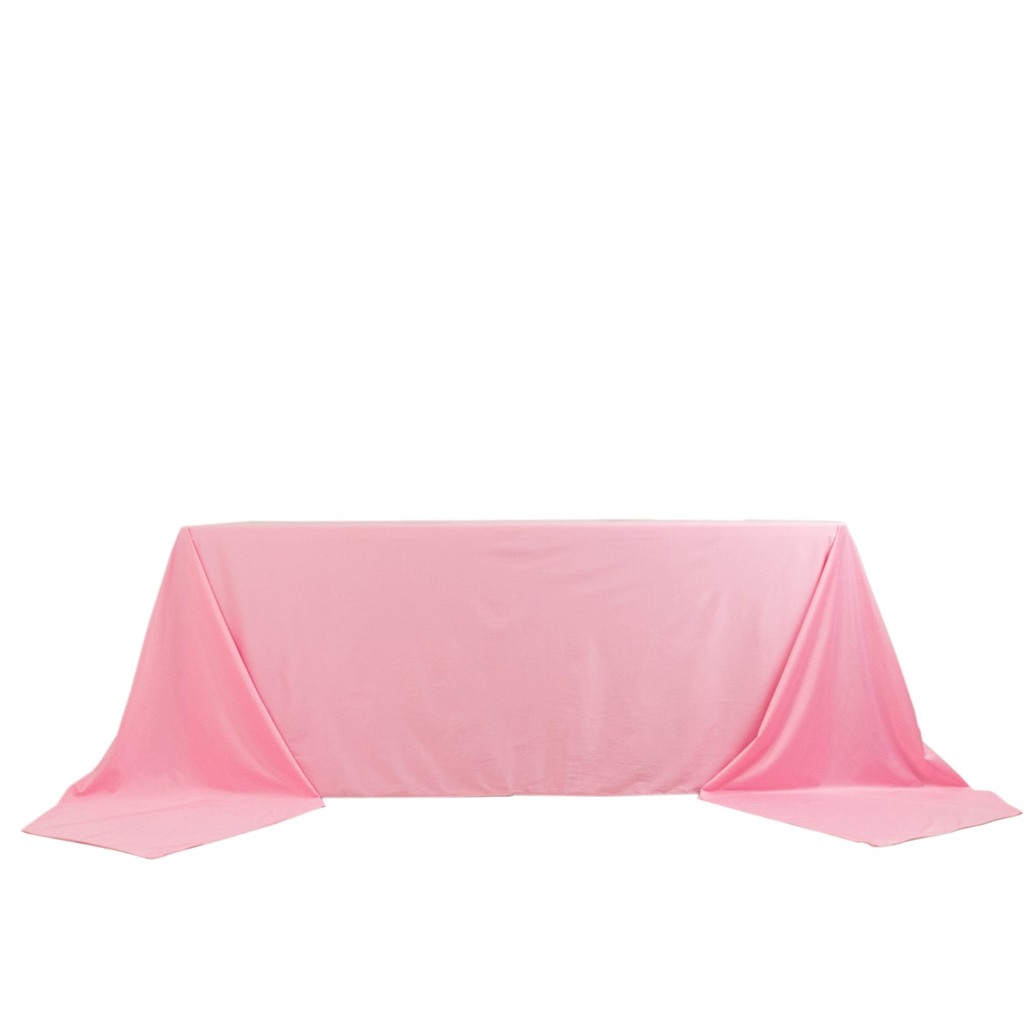 90"x156" Pink Premium Scuba Wrinkle Free Rectangular Tablecloth, Seamless Scuba Polyester Tablecloth for 8 Foot Table With Floor-Length Drop