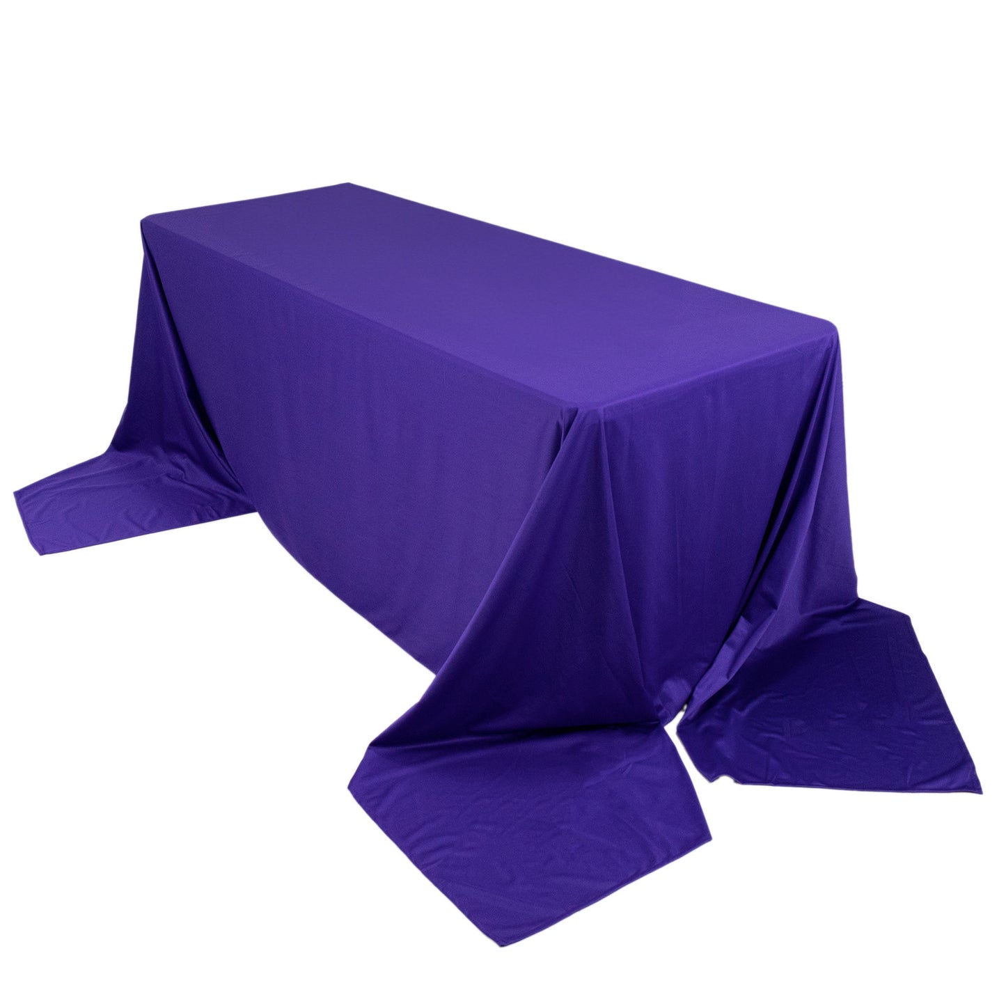 90"x156" Purple Premium Scuba Wrinkle Free Rectangular Tablecloth, Seamless Scuba Polyester Tablecloth