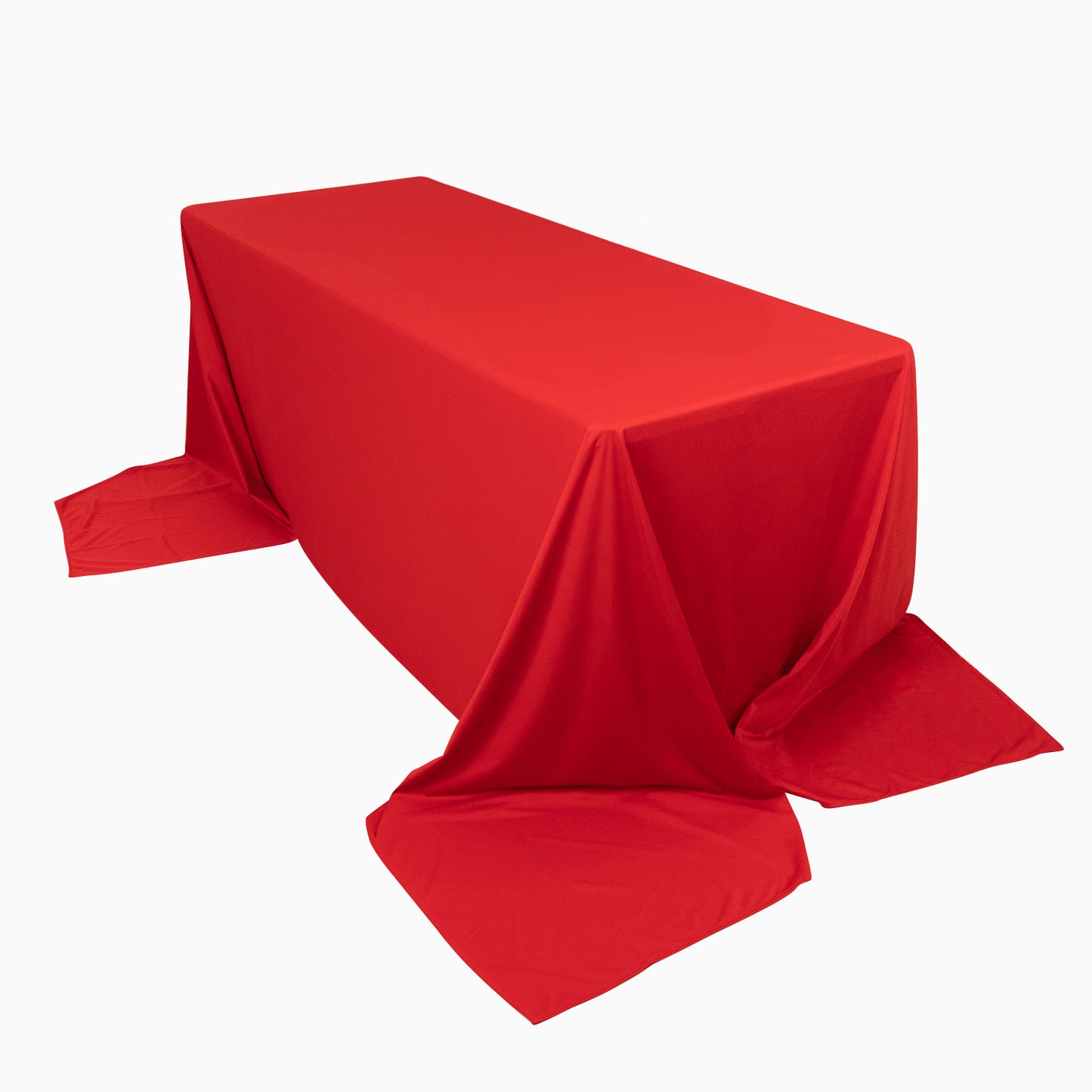 90"x156" Red Premium Scuba Wrinkle Free Rectangular Tablecloth, Seamless Scuba Polyester Tablecloth