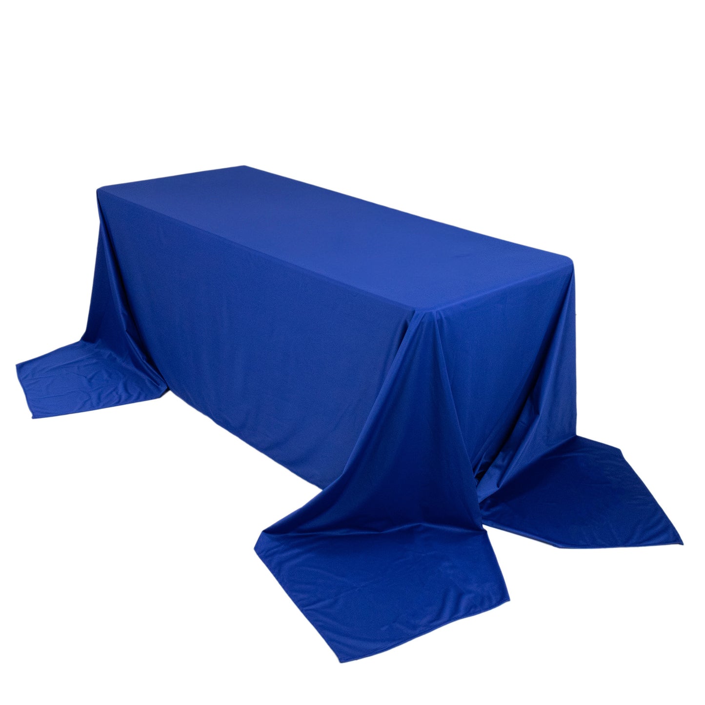 90"x156" Royal Blue Premium Scuba Wrinkle Free Rectangular Tablecloth, Seamless Scuba Polyester Tablecloth