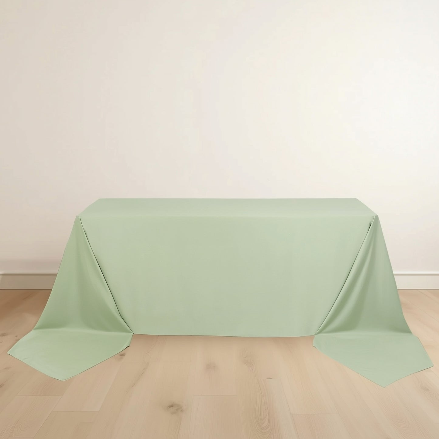 90"x156" Sage Green Scuba Wrinkle Free Rectangular Tablecloth, Seamless Scuba Polyester Tablecloth