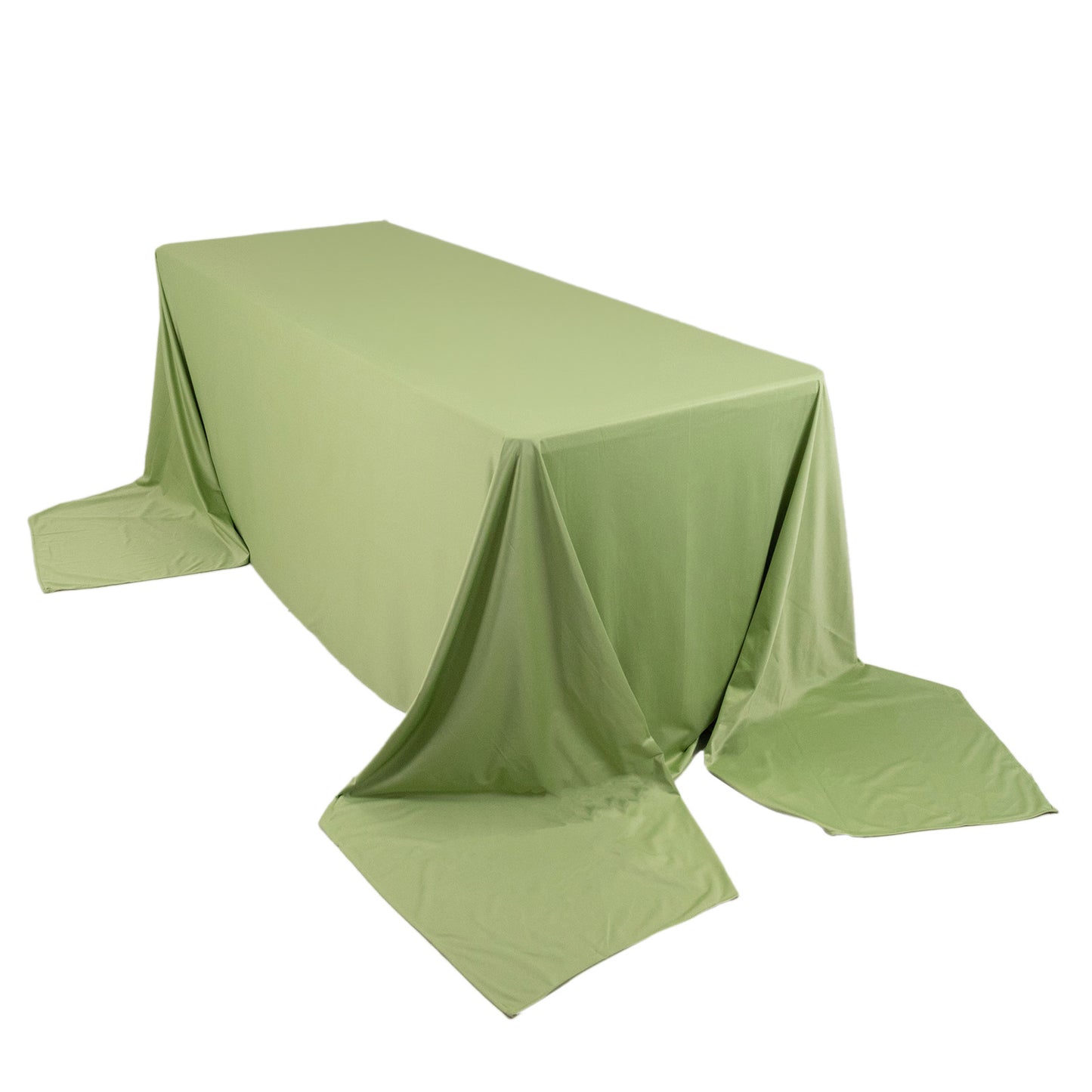 90"x156" Sage Green Premium Scuba Wrinkle Free Rectangular Tablecloth, Seamless Scuba Polyester Tablecloth