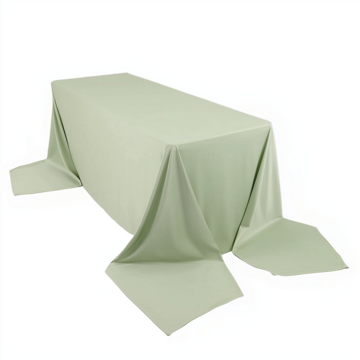 90"x156" Sage Green Scuba Wrinkle Free Rectangular Tablecloth, Seamless Scuba Polyester Tablecloth