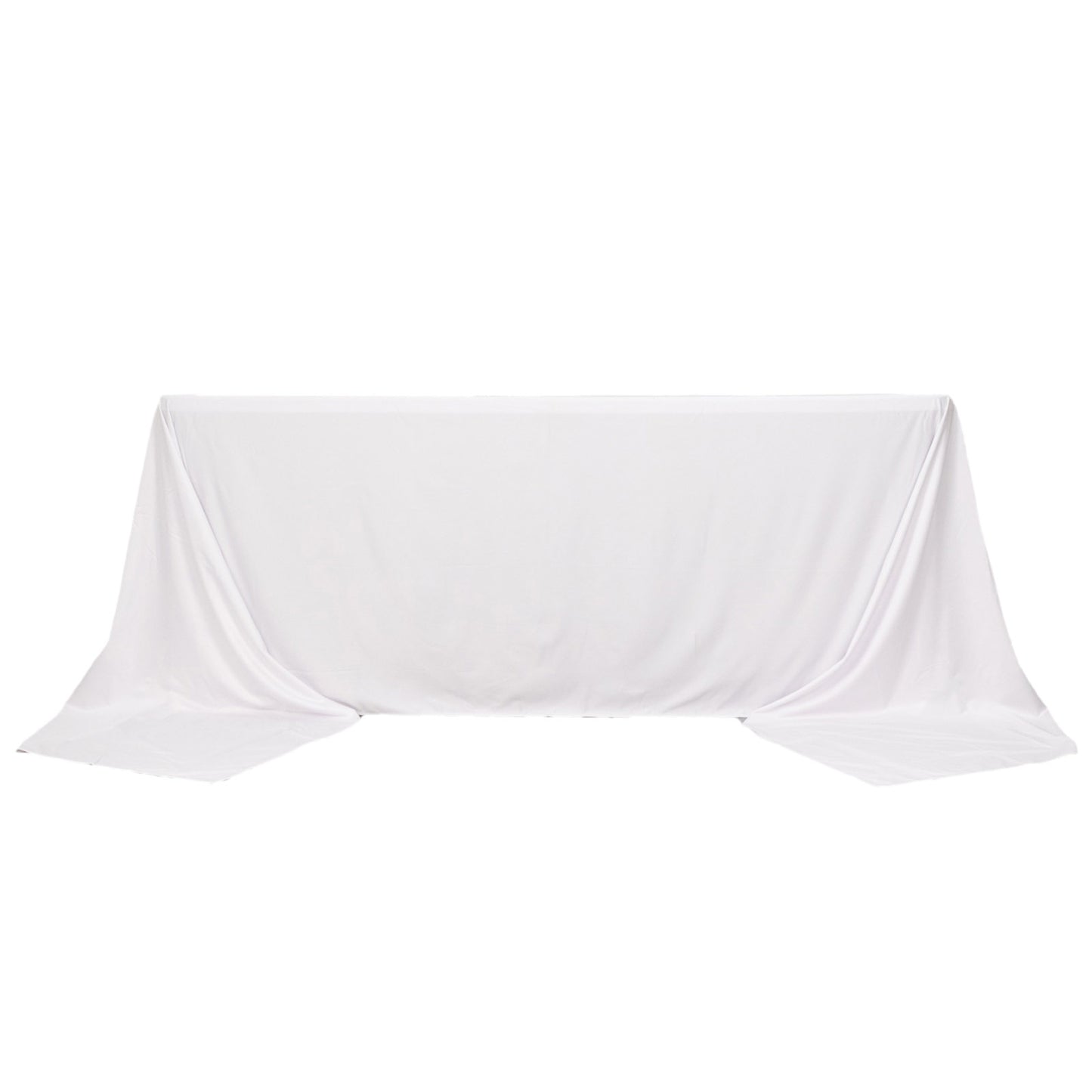 90"x156" White Scuba Wrinkle Free Rectangular Tablecloth, Seamless Scuba Polyester Tablecloth