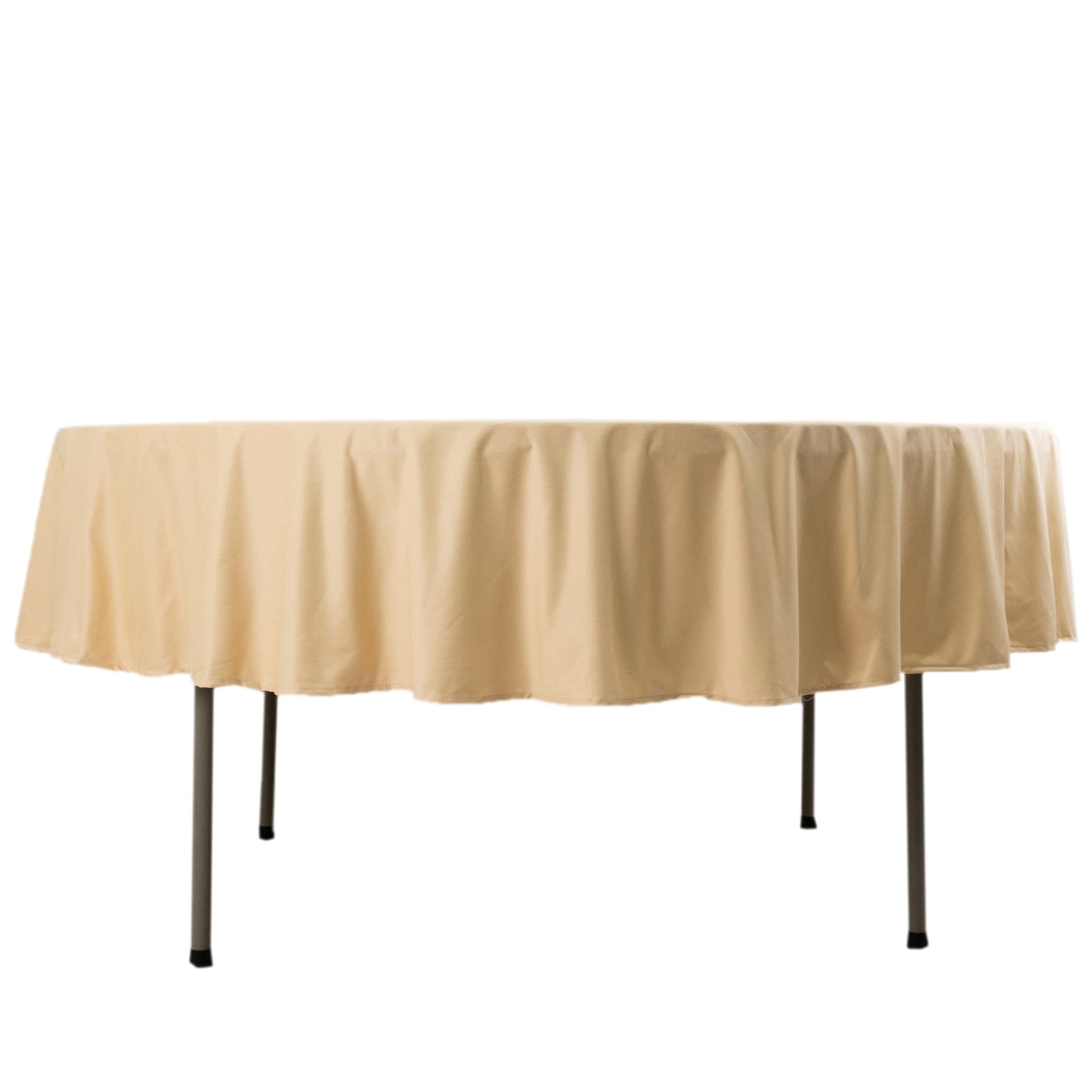 90" Beige Premium Scuba Wrinkle Free Round Tablecloth, Scuba Polyester Tablecloth