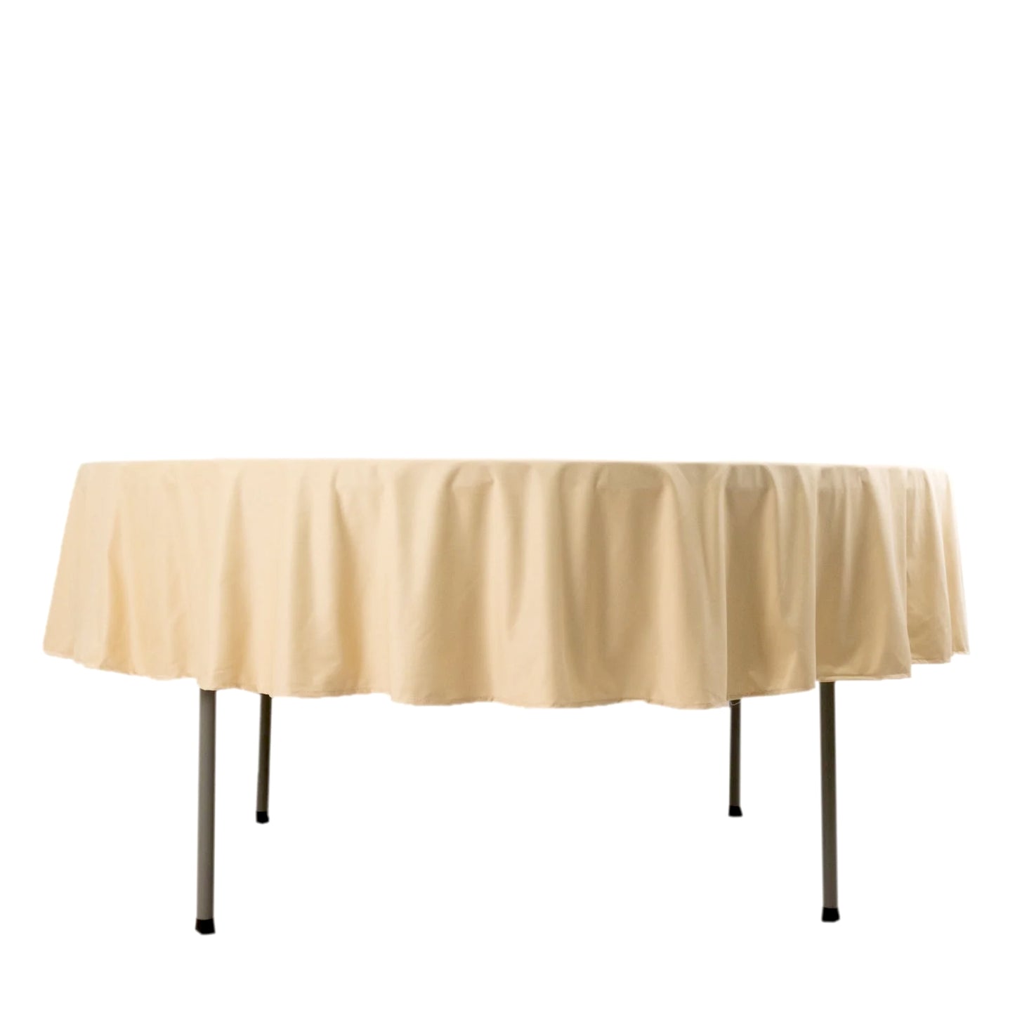 90" Beige Scuba Wrinkle Free Round Tablecloth, Scuba Polyester Tablecloth