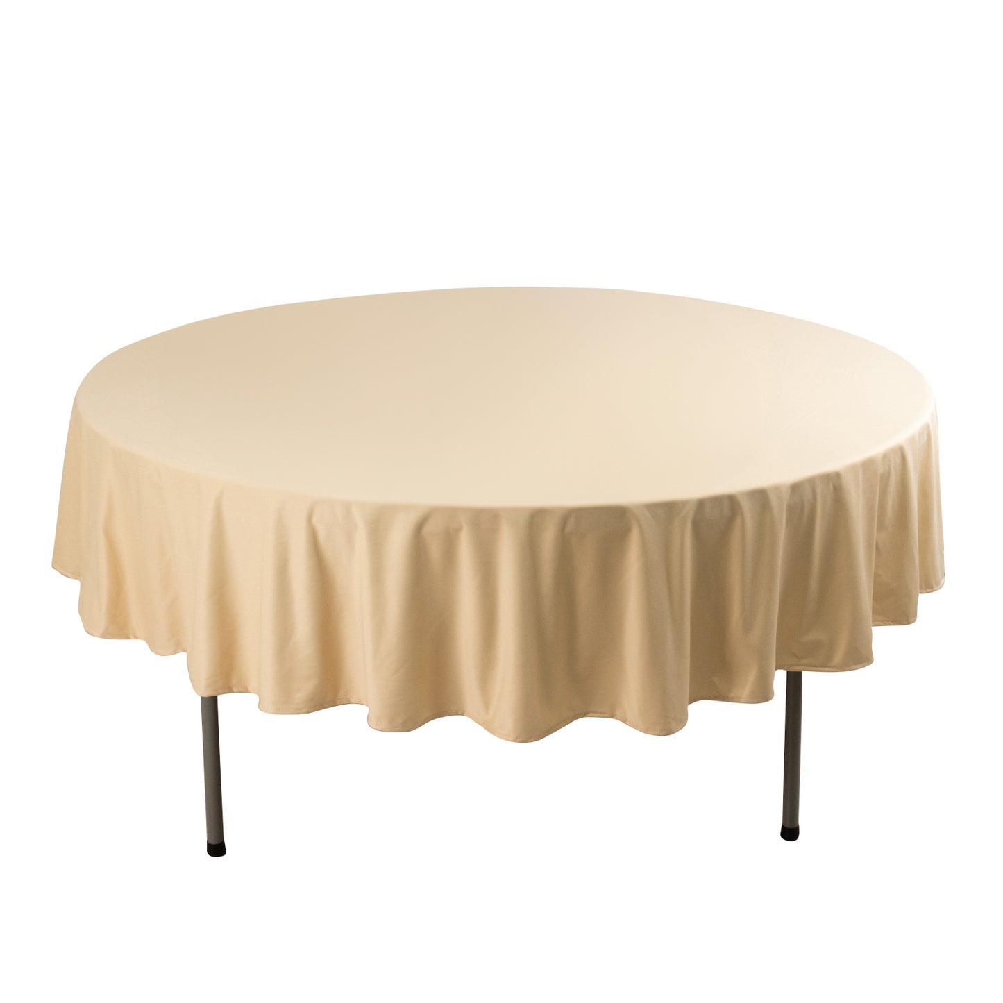 90" Beige Premium Scuba Wrinkle Free Round Tablecloth, Scuba Polyester Tablecloth