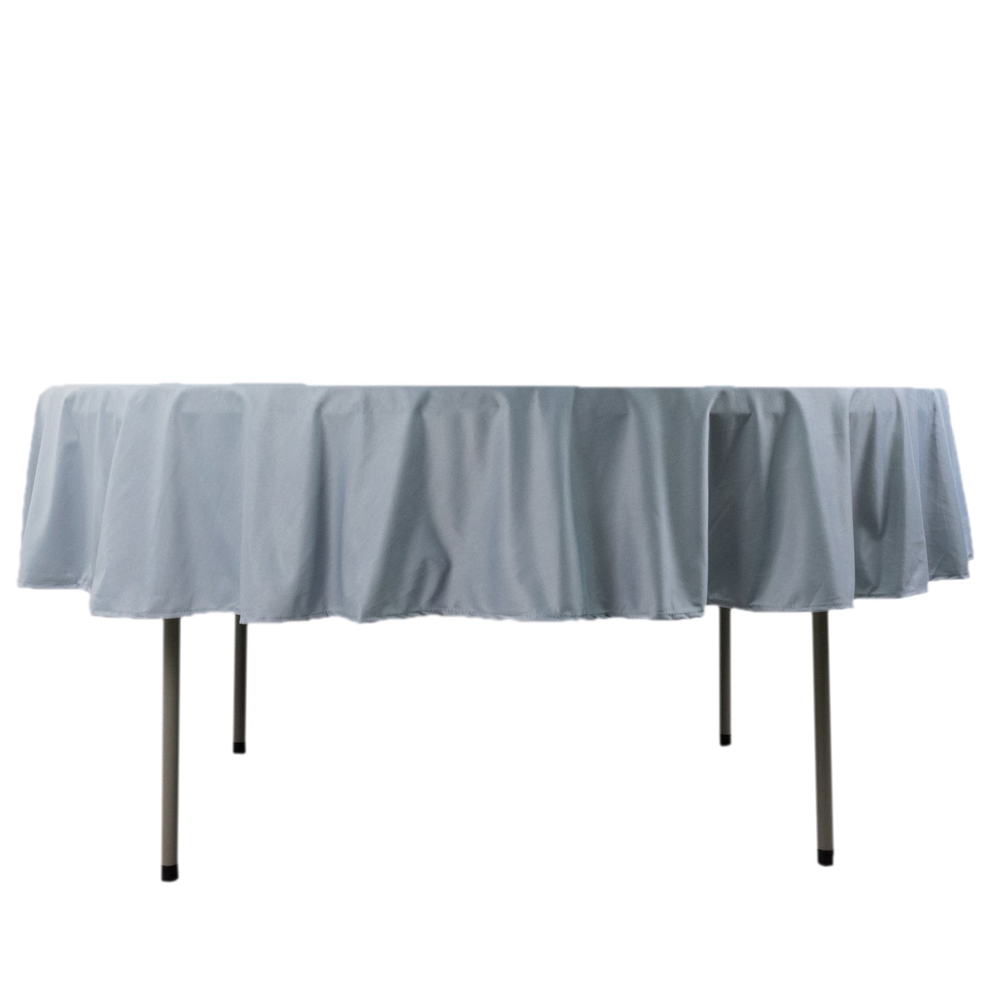 90" Dusty Blue Premium Scuba Wrinkle Free Round Tablecloth, Scuba Polyester Tablecloth