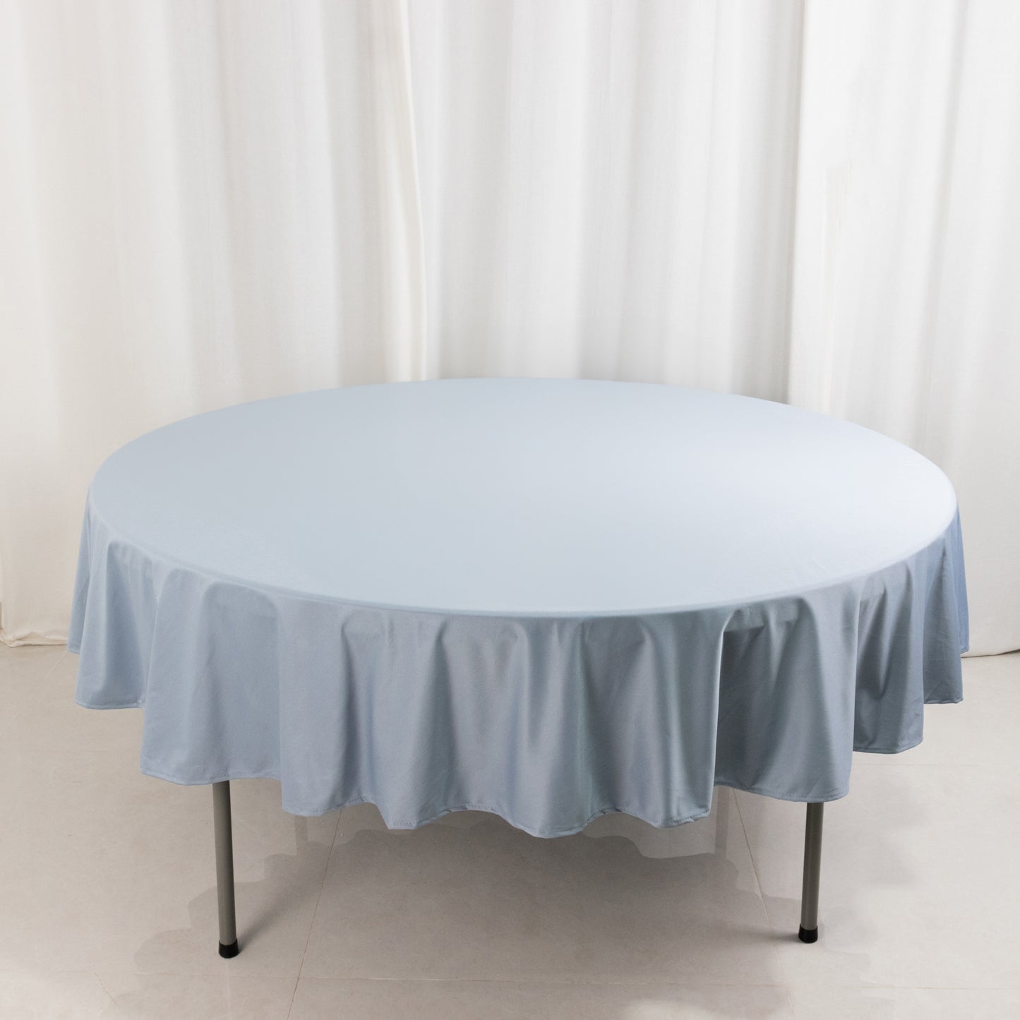 90" Dusty Blue Premium Scuba Wrinkle Free Round Tablecloth, Scuba Polyester Tablecloth