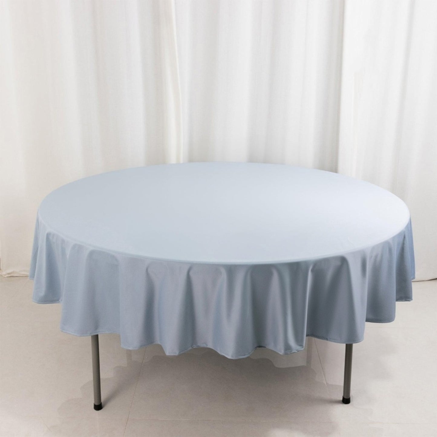 90" Dusty Blue Scuba Wrinkle Free Round Tablecloth, Scuba Polyester Tablecloth