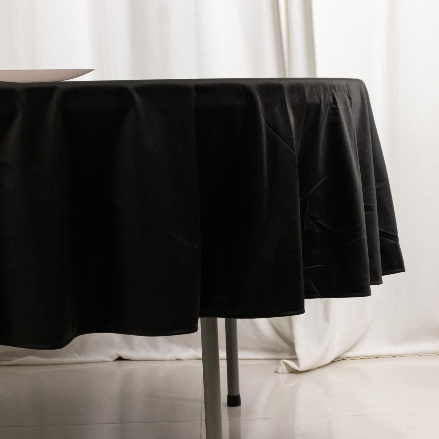 90" Black Premium Scuba Wrinkle Free Round Tablecloth, Scuba Polyester Tablecloth