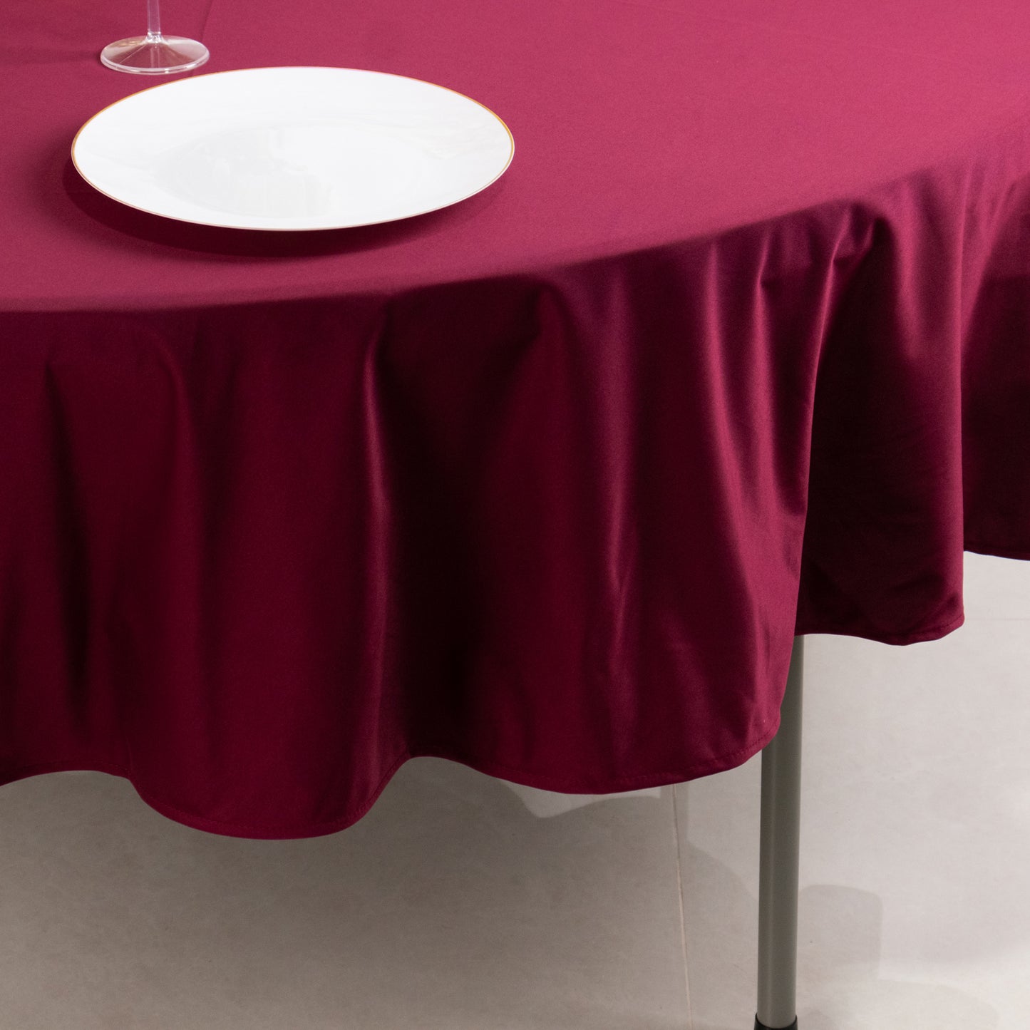 90" Burgundy Premium Scuba Wrinkle Free Round Tablecloth, Scuba Polyester Tablecloth