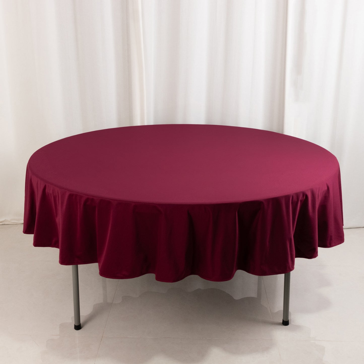 90" Burgundy Premium Scuba Wrinkle Free Round Tablecloth, Scuba Polyester Tablecloth