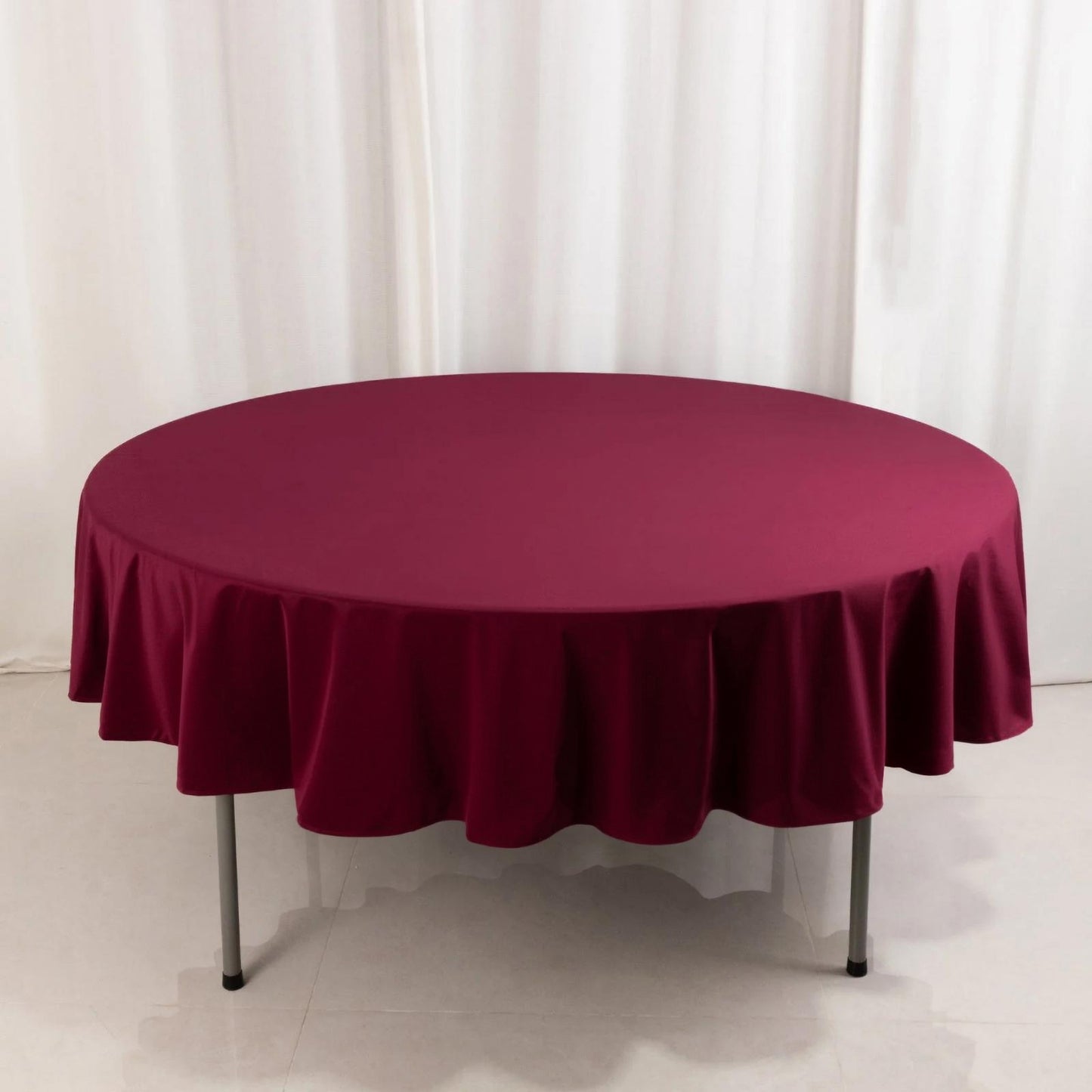 90" Burgundy Scuba Wrinkle Free Round Tablecloth, Scuba Polyester Tablecloth