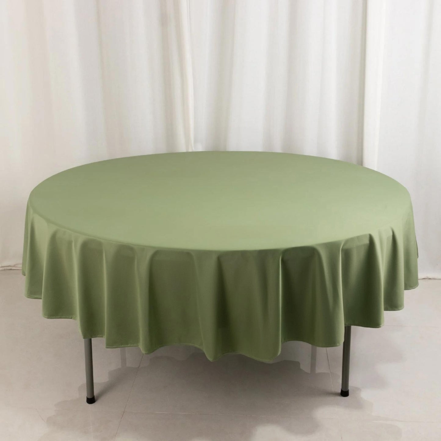 90" Dusty Sage Green Scuba Wrinkle Free Round Tablecloth, Scuba Polyester Tablecloth