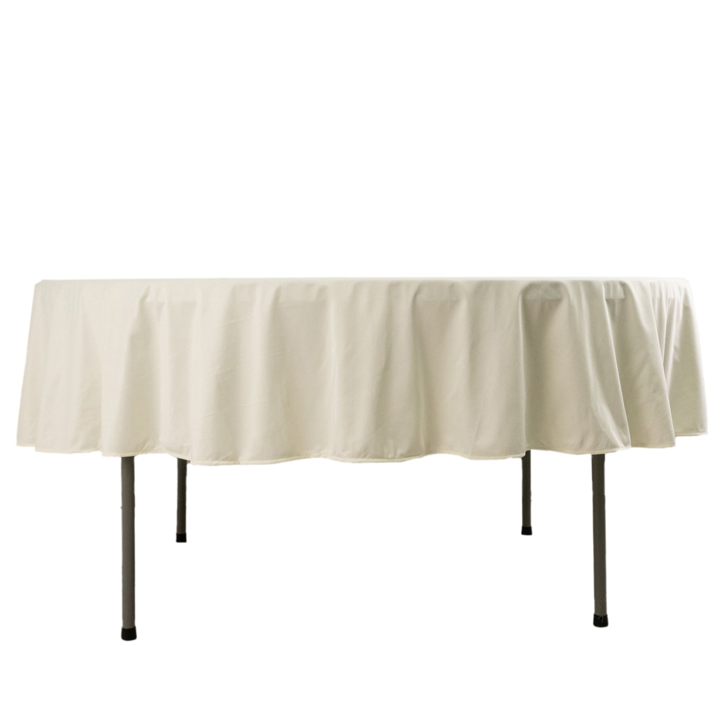 90" Ivory Premium Scuba Wrinkle Free Round Tablecloth, Scuba Polyester Tablecloth