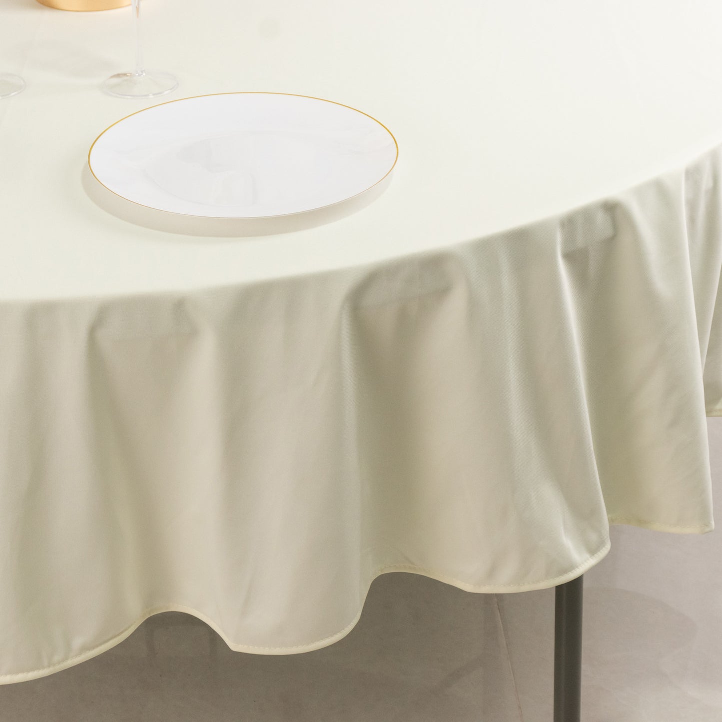 90" Ivory Premium Scuba Wrinkle Free Round Tablecloth, Scuba Polyester Tablecloth