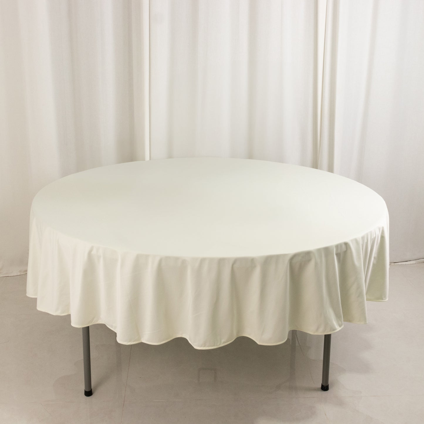 90" Ivory Premium Scuba Wrinkle Free Round Tablecloth, Scuba Polyester Tablecloth