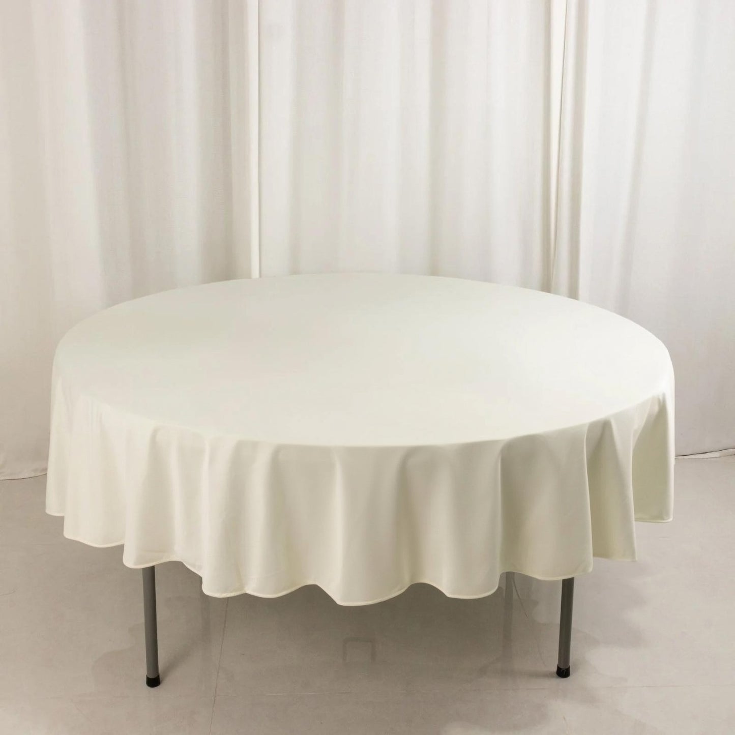 90" Ivory Scuba Wrinkle Free Round Tablecloth, Scuba Polyester Tablecloth