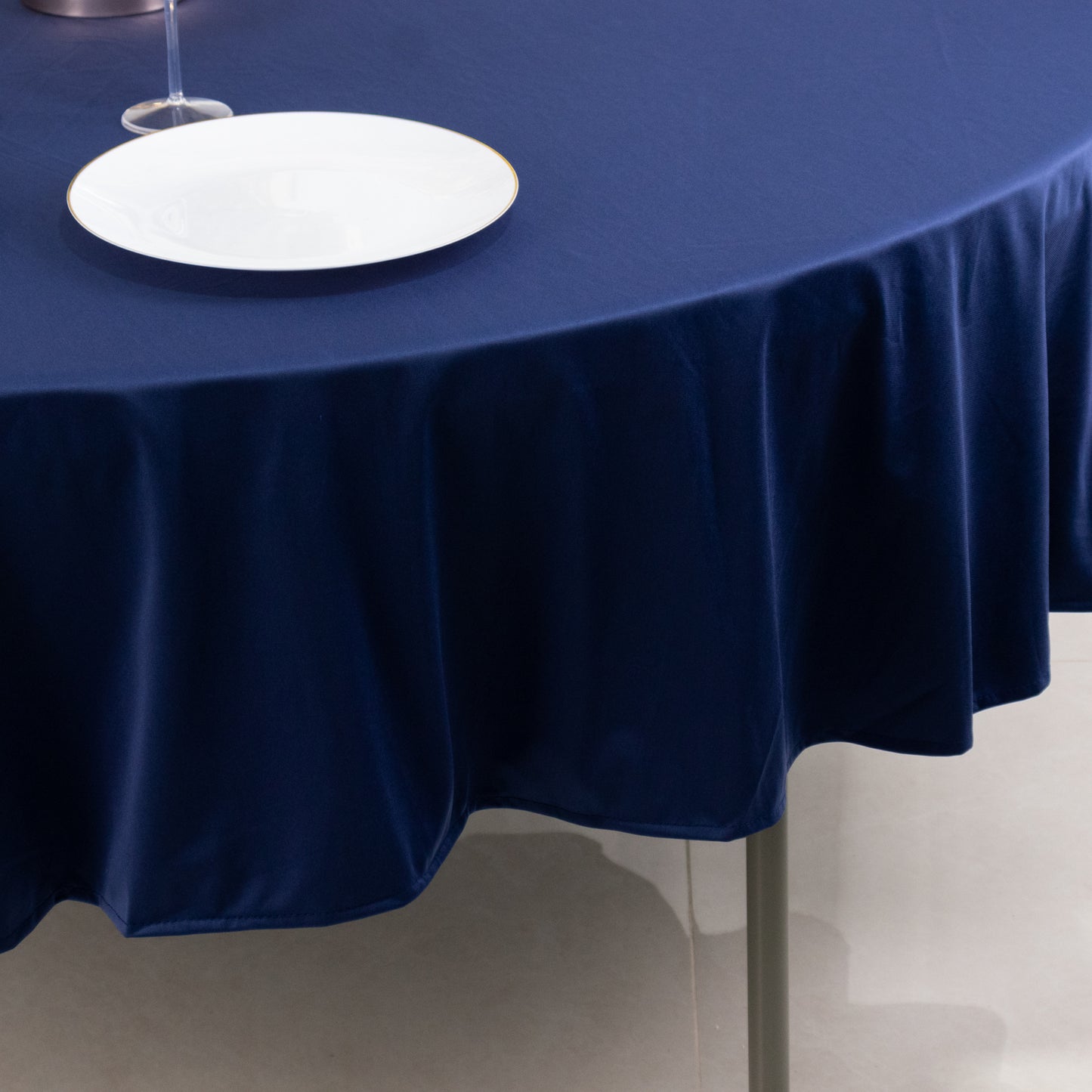 90" Navy Blue Premium Scuba Wrinkle Free Round Tablecloth, Scuba Polyester Tablecloth