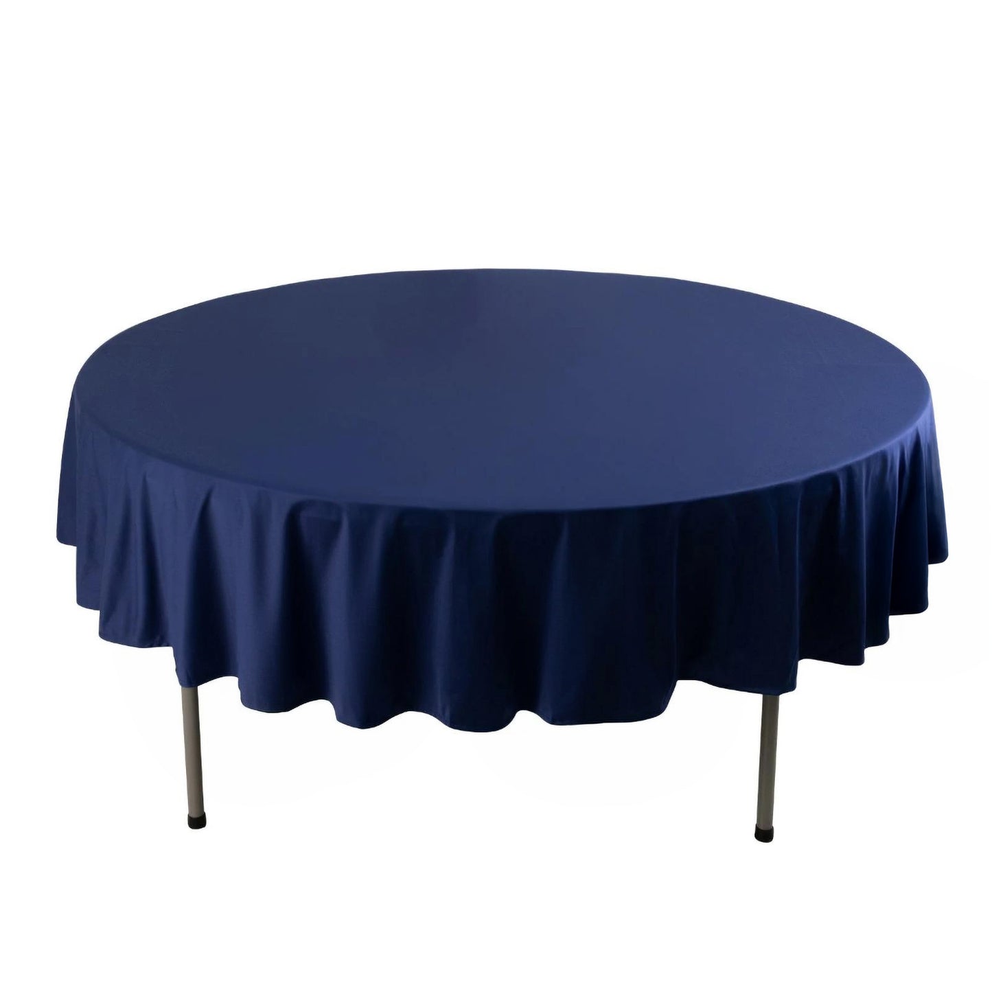 90" Navy Blue Scuba Wrinkle Free Round Tablecloth, Scuba Polyester Tablecloth