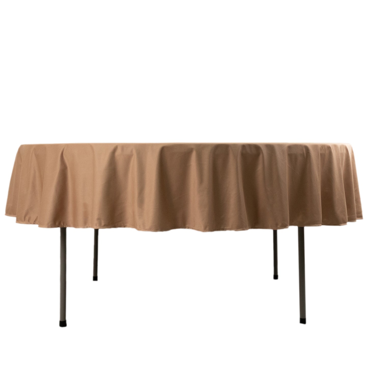 90" Nude Premium Scuba Wrinkle Free Round Tablecloth, Scuba Polyester Tablecloth