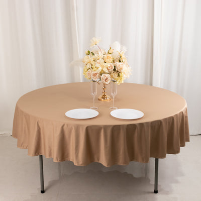 90" Round Nude Scuba Fabric Table Cloth
