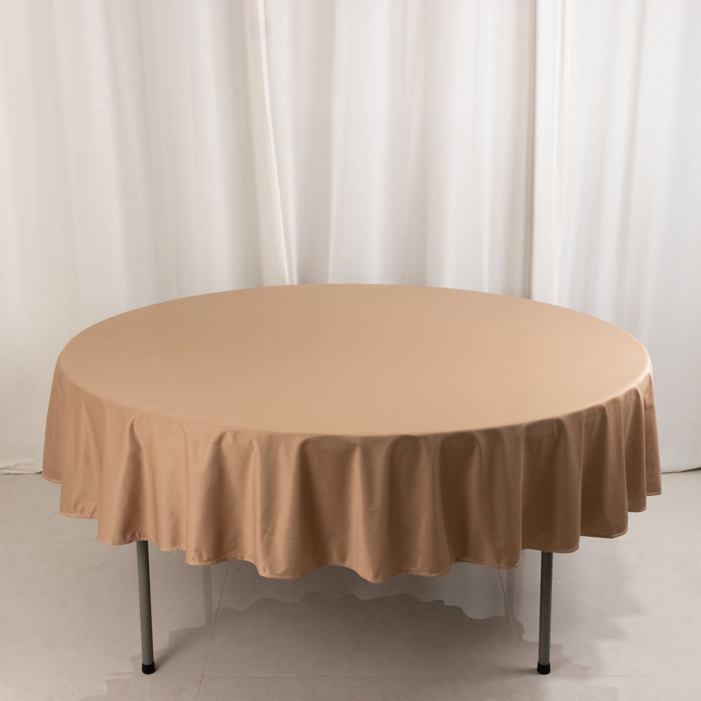 90" Nude Premium Scuba Wrinkle Free Round Tablecloth, Scuba Polyester Tablecloth