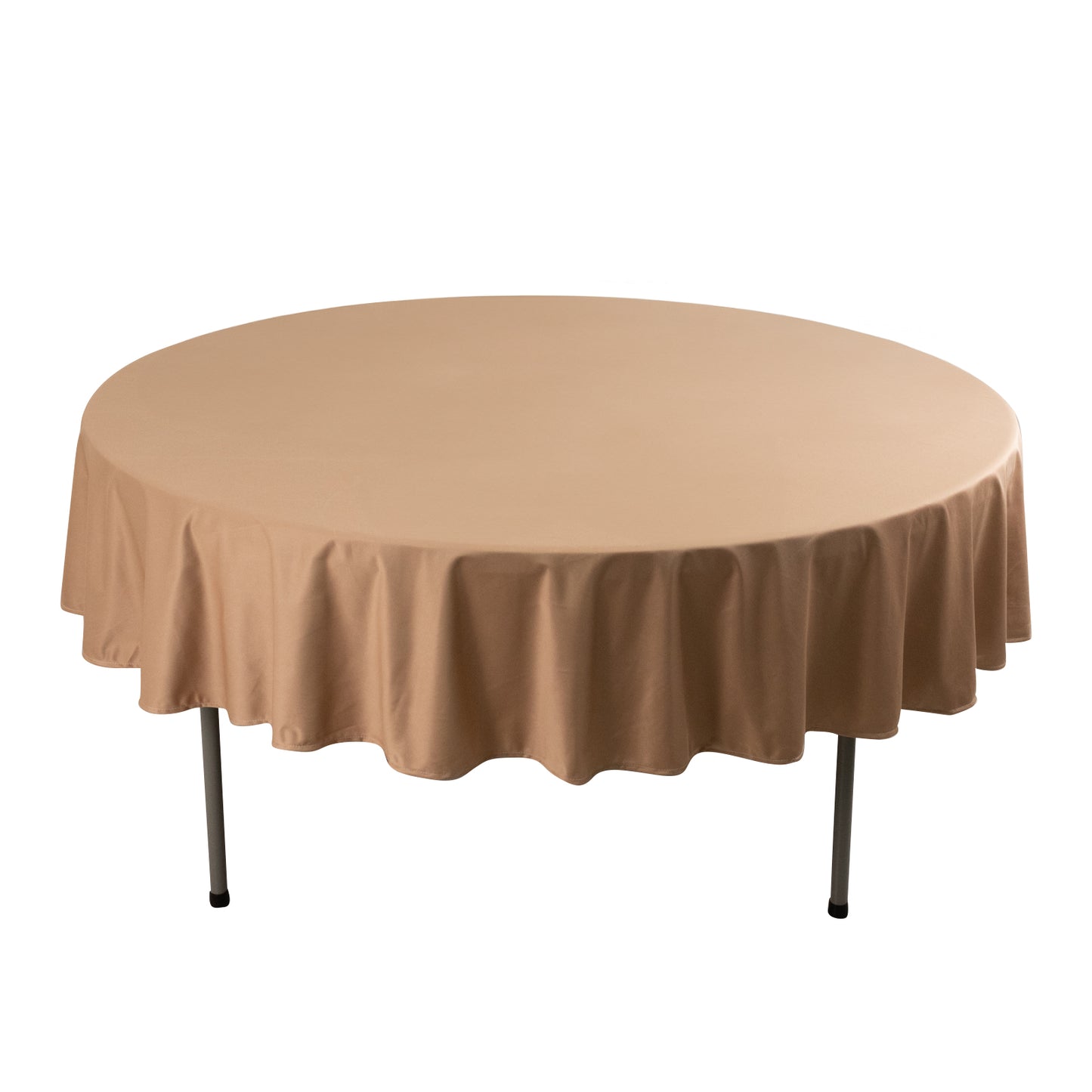 90" Nude Premium Scuba Wrinkle Free Round Tablecloth, Scuba Polyester Tablecloth