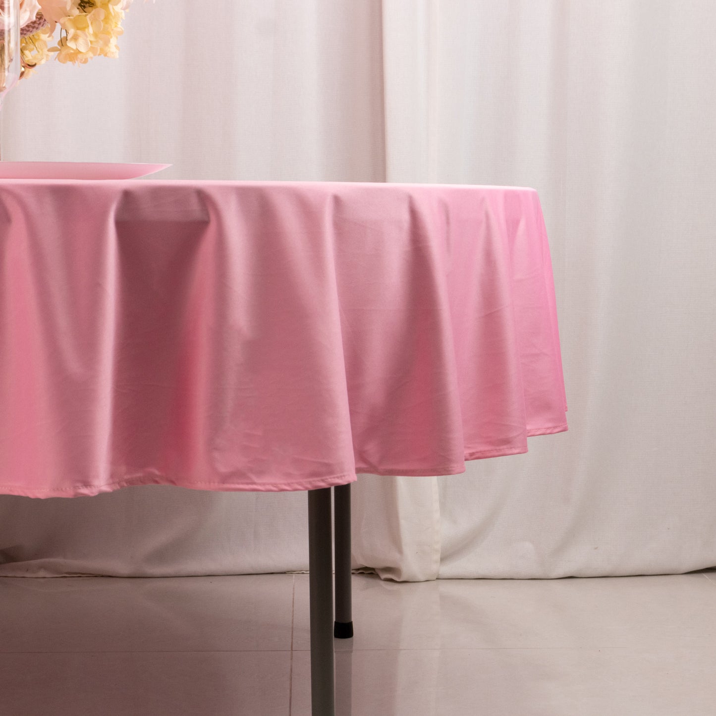 90" Pink Premium Scuba Wrinkle Free Round Tablecloth, Scuba Polyester Tablecloth