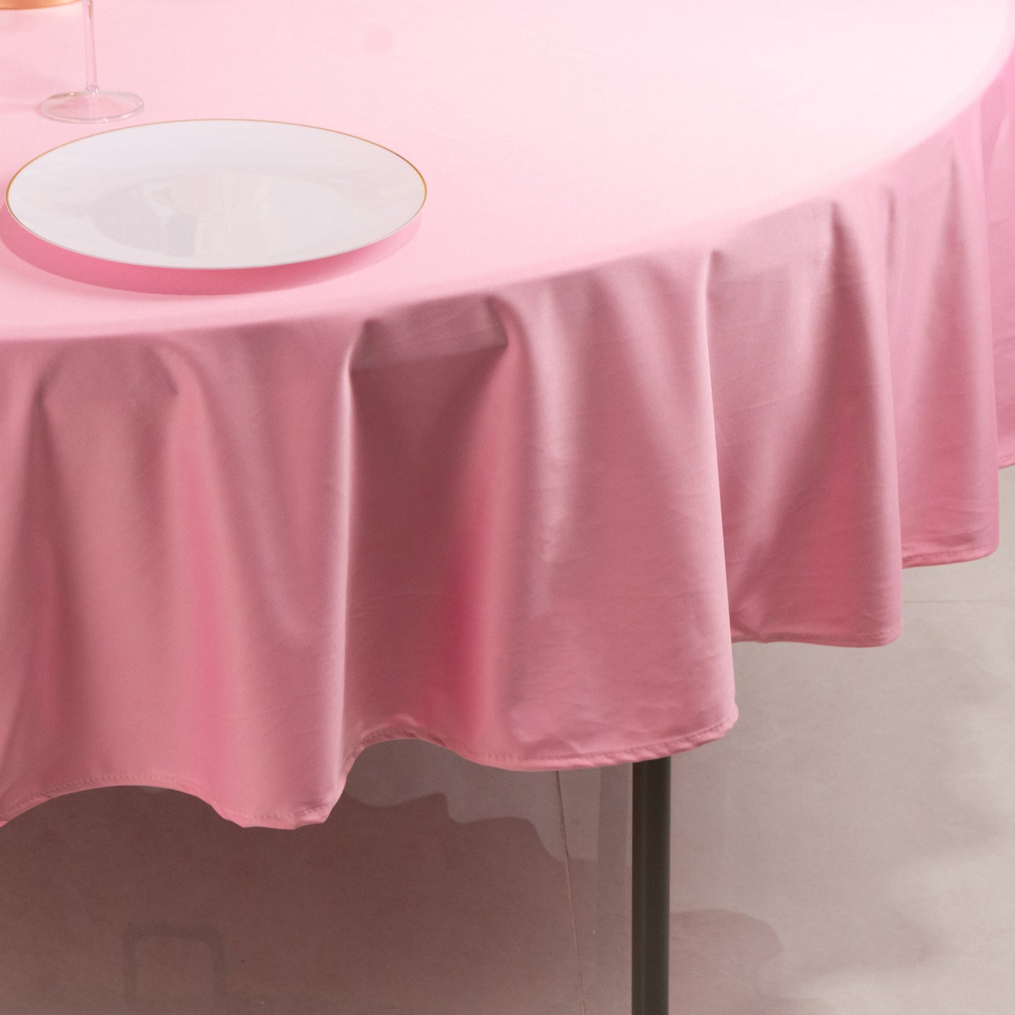 90" Pink Premium Scuba Wrinkle Free Round Tablecloth, Scuba Polyester Tablecloth