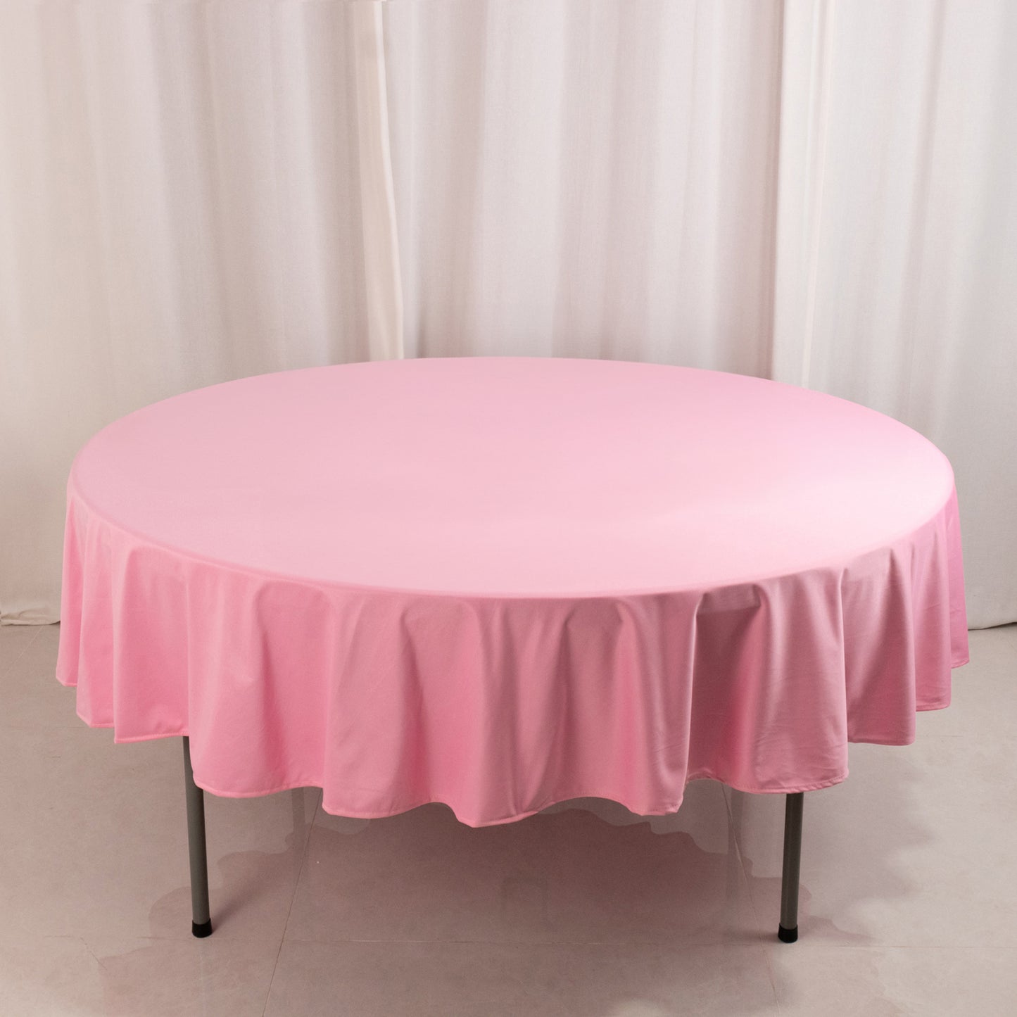 90" Pink Premium Scuba Wrinkle Free Round Tablecloth, Scuba Polyester Tablecloth