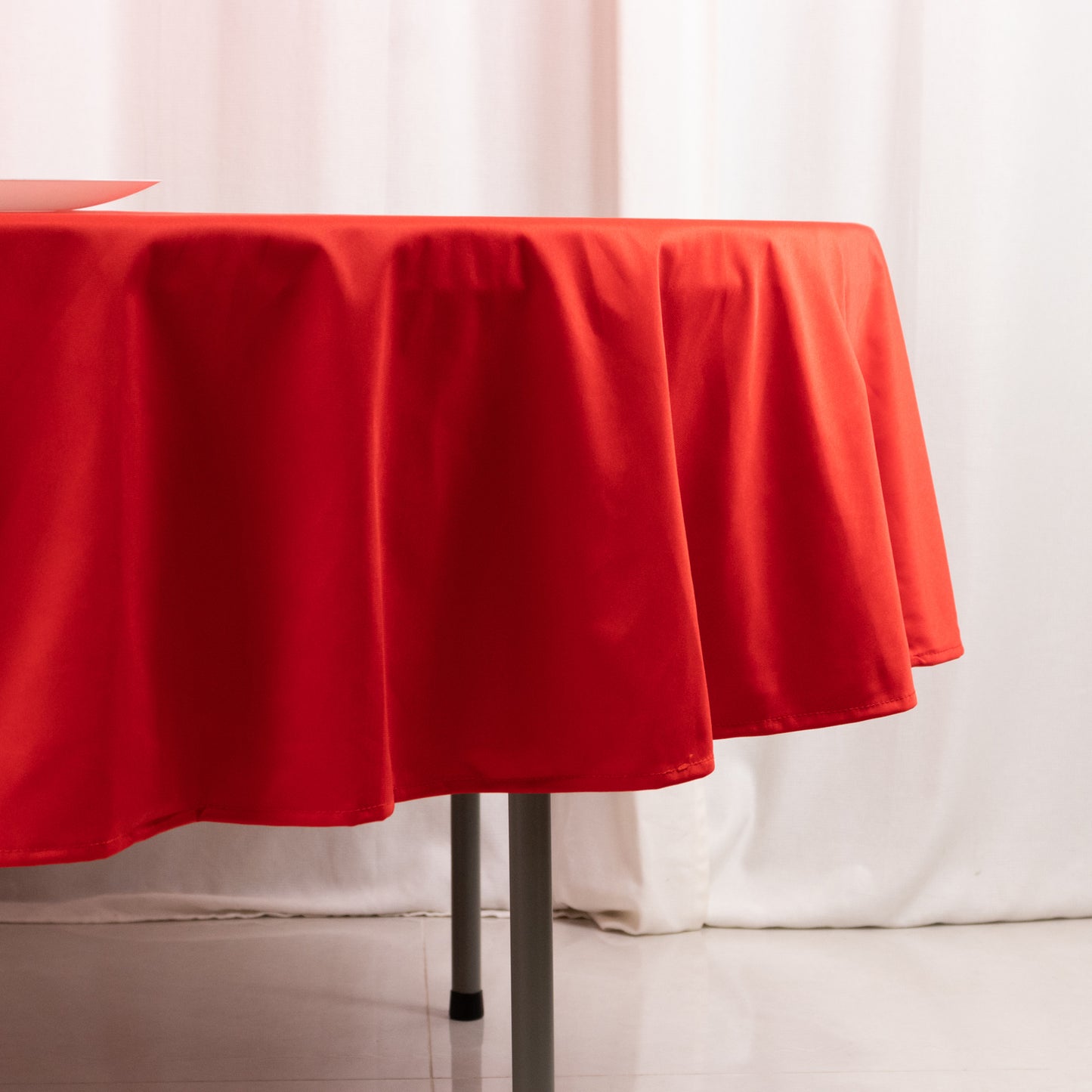 90" Red Premium Scuba Wrinkle Free Round Tablecloth, Scuba Polyester Tablecloth