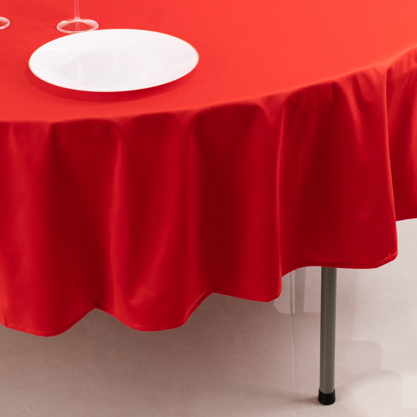 90" Red Premium Scuba Wrinkle Free Round Tablecloth, Scuba Polyester Tablecloth