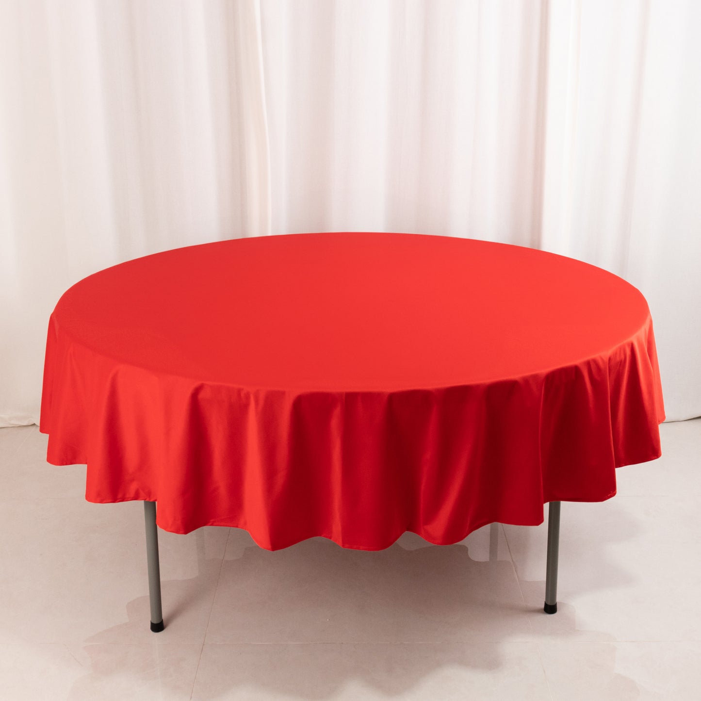 90" Red Premium Scuba Wrinkle Free Round Tablecloth, Scuba Polyester Tablecloth