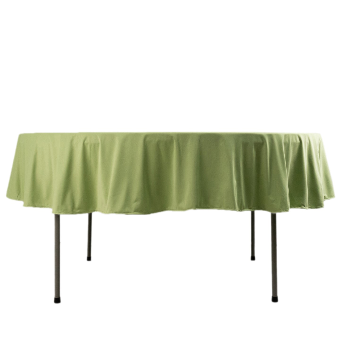 90" Sage Green Premium Scuba Wrinkle Free Round Tablecloth, Scuba Polyester Tablecloth