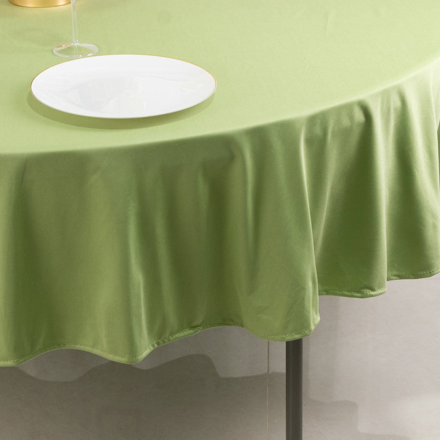 90" Sage Green Premium Scuba Wrinkle Free Round Tablecloth, Scuba Polyester Tablecloth