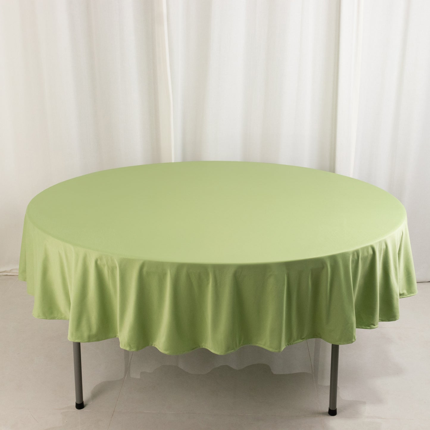 90" Sage Green Premium Scuba Wrinkle Free Round Tablecloth, Scuba Polyester Tablecloth