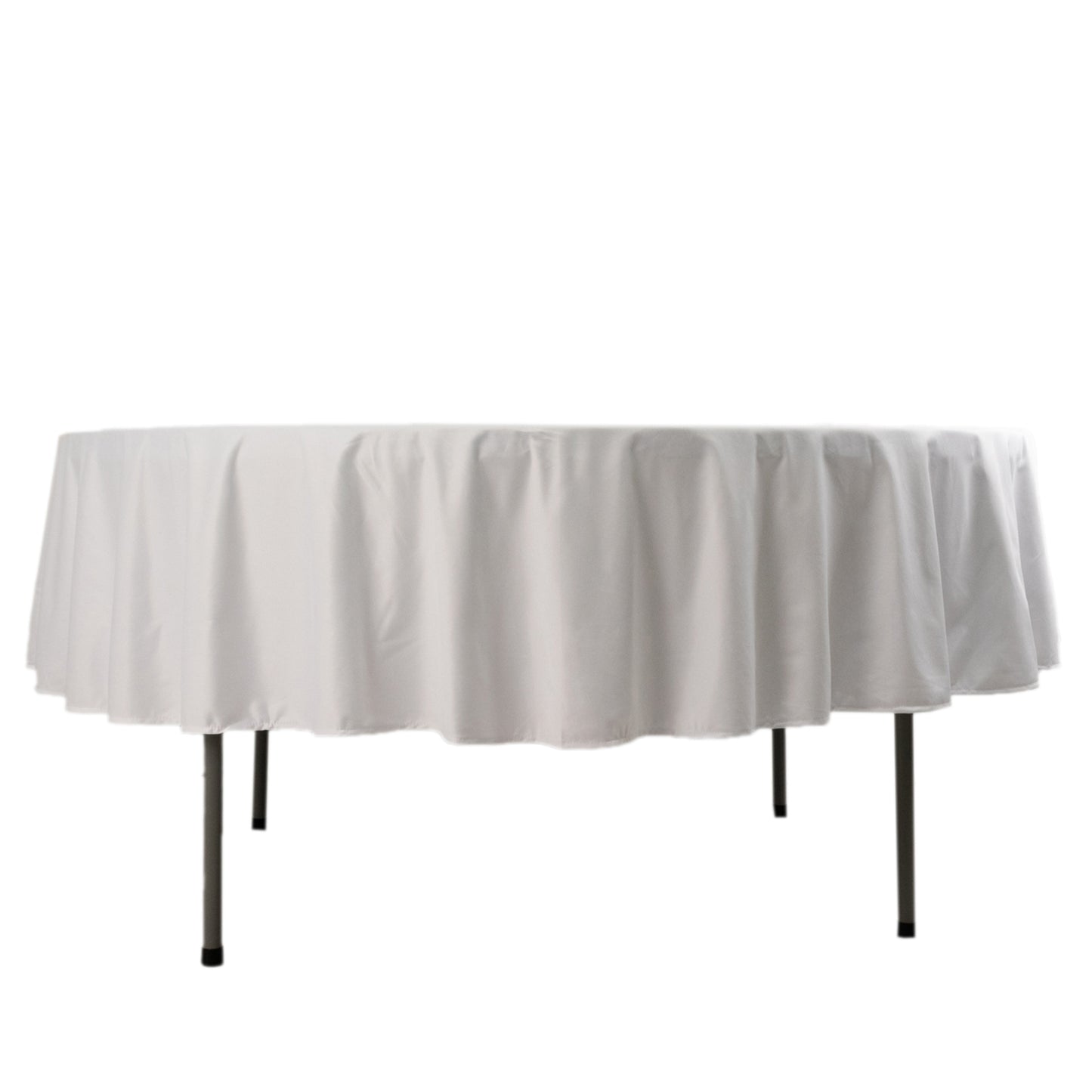 90" White Premium Scuba Wrinkle Free Round Tablecloth, Scuba Polyester Tablecloth