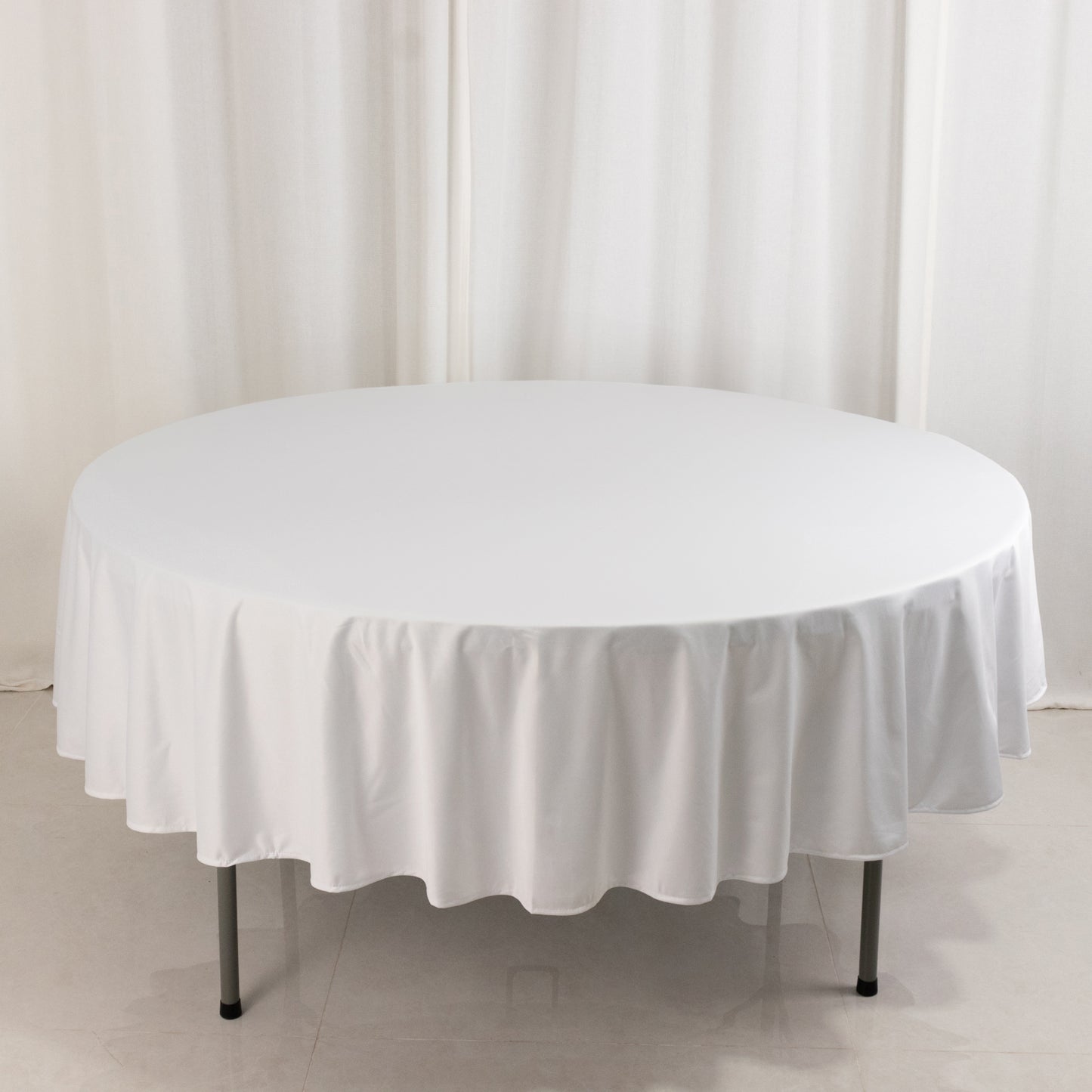 90" White Premium Scuba Wrinkle Free Round Tablecloth, Scuba Polyester Tablecloth