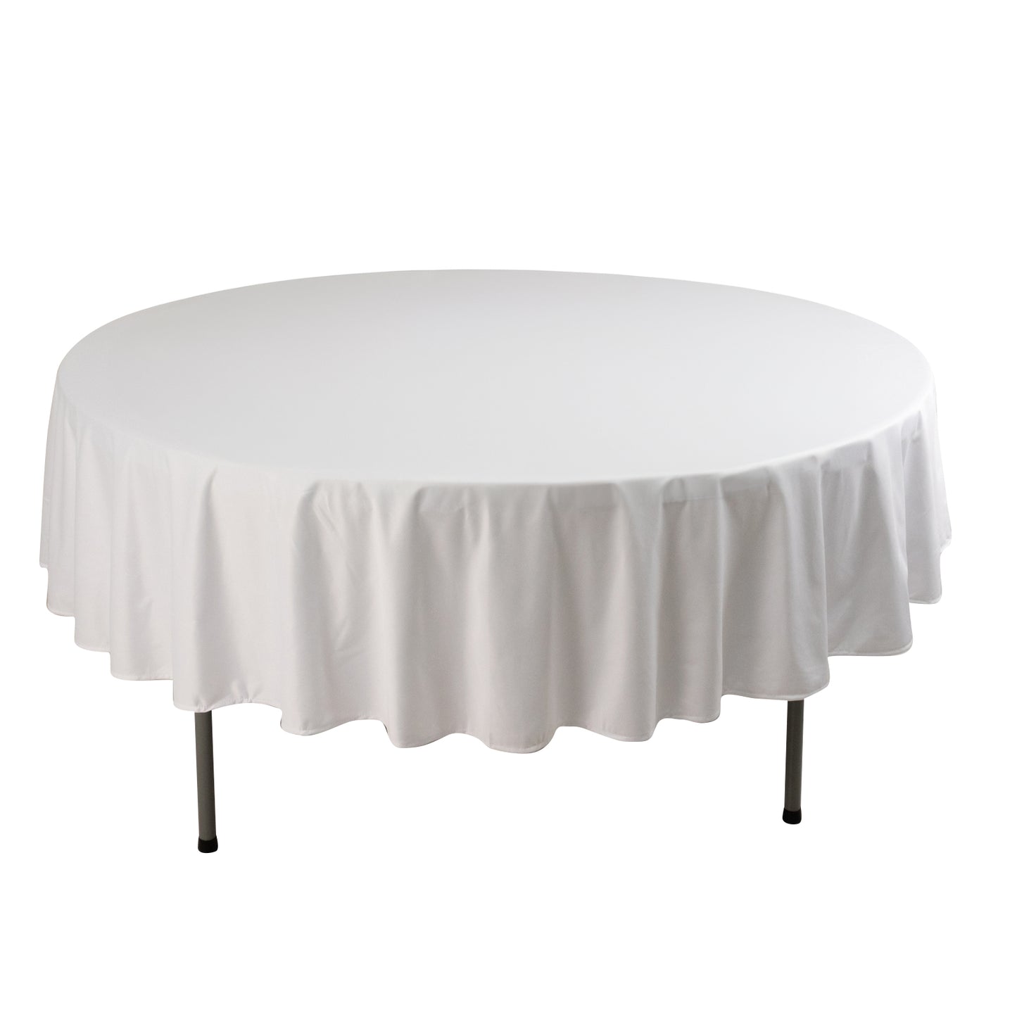 90" White Premium Scuba Wrinkle Free Round Tablecloth, Scuba Polyester Tablecloth