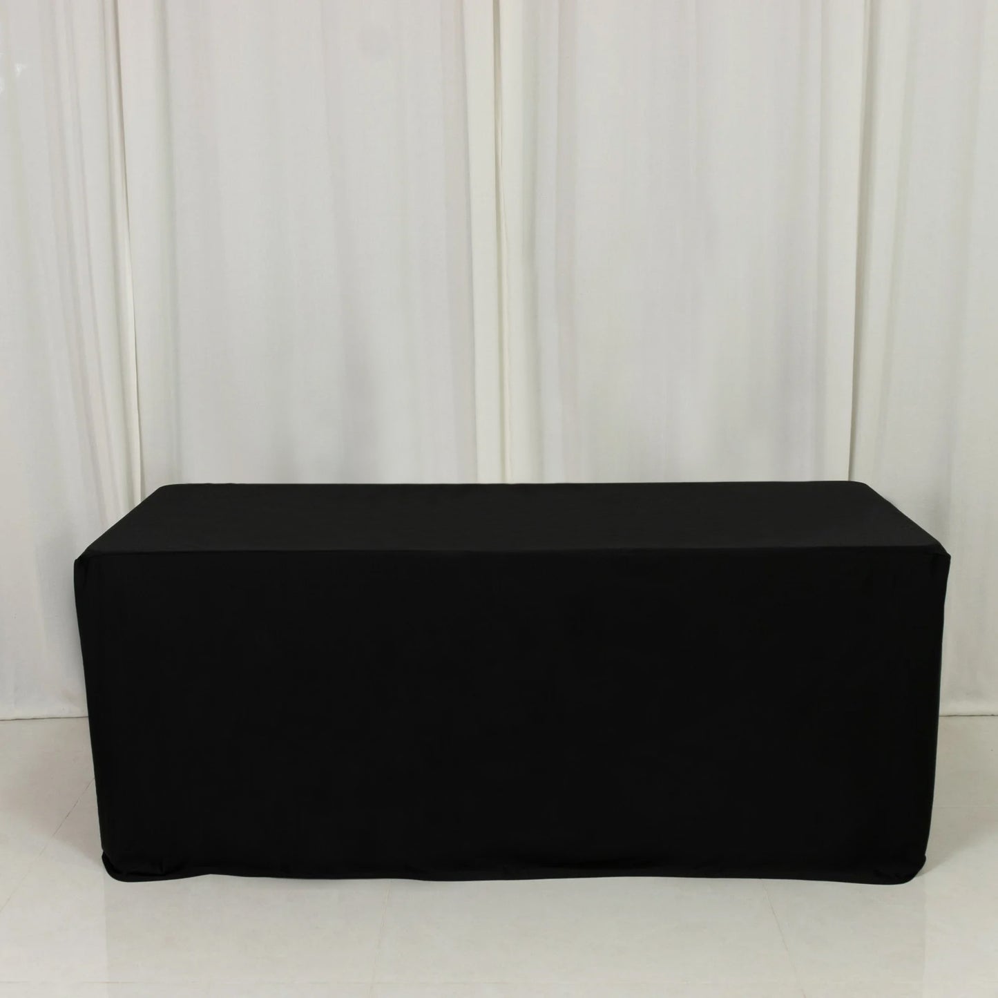 6ft Scuba Rectangular Fitted Tablecloth Black – Wrinkle-Free, Stain Resistant