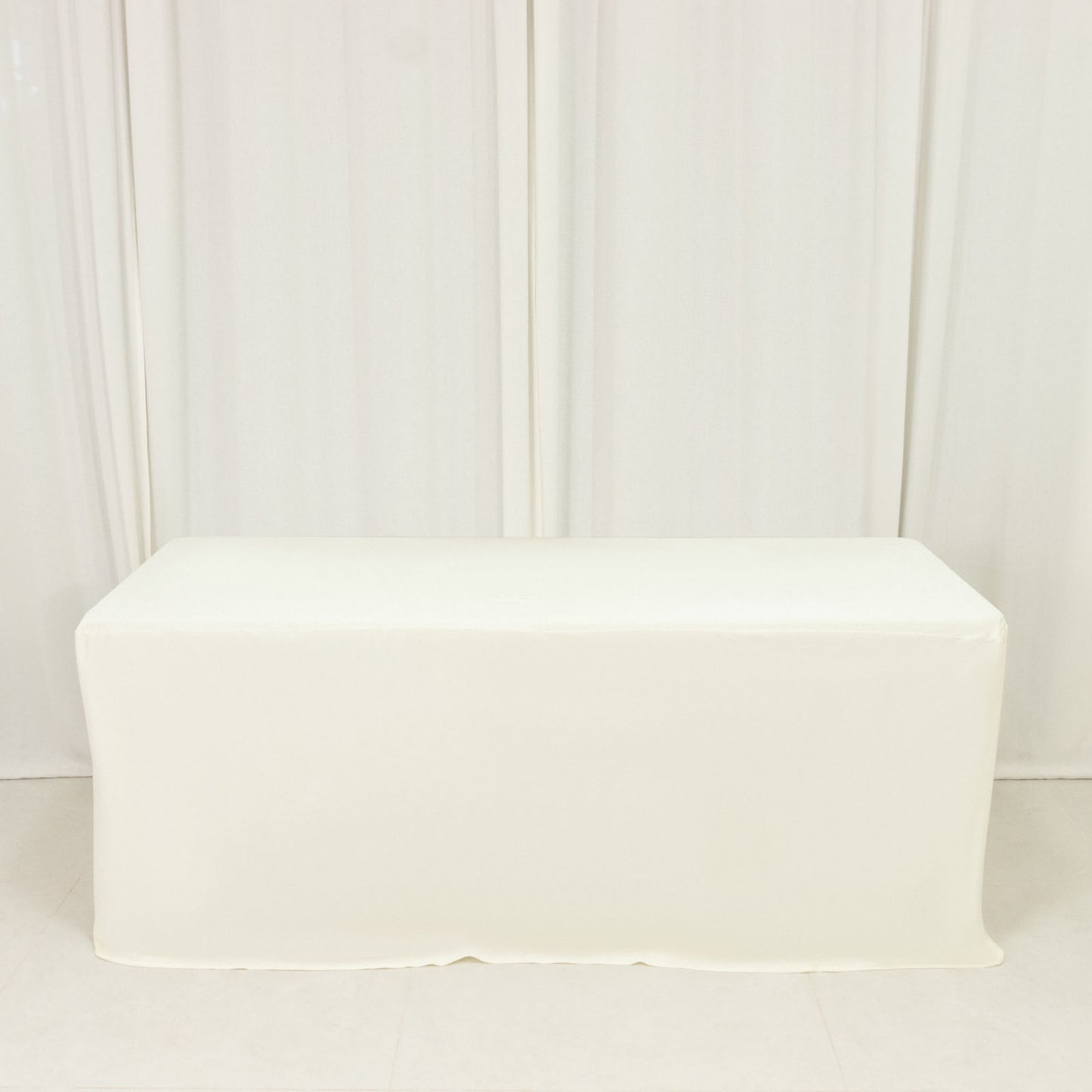 6ft Scuba Rectangular Fitted Tablecloth Ivory – Wrinkle-Free, Stain Resistant