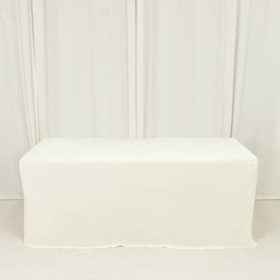 Fitted Ivory Scuba Tablecloth for 6ft Tables – Wrinkle-Free and Neutral Chic
