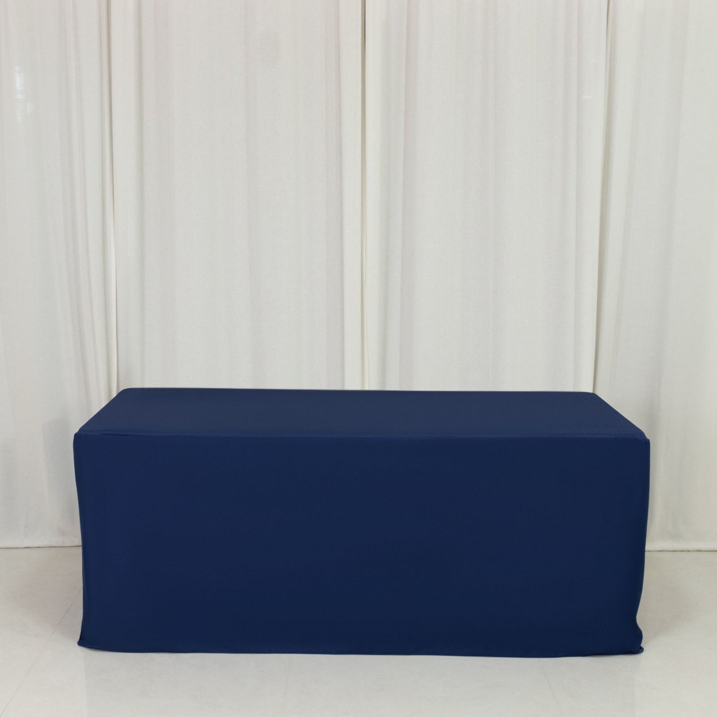 6ft Scuba Rectangular Fitted Tablecloth Navy Blue – Wrinkle-Free, Stain Resistant